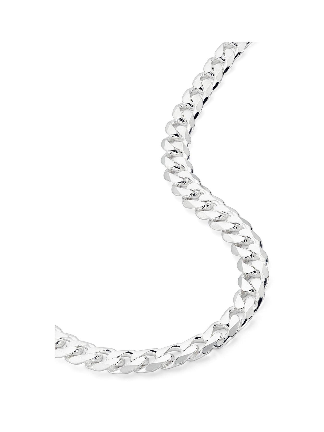 The Love Collection Sterling Silver Curb Chain (8mm) Necklace 22 inch