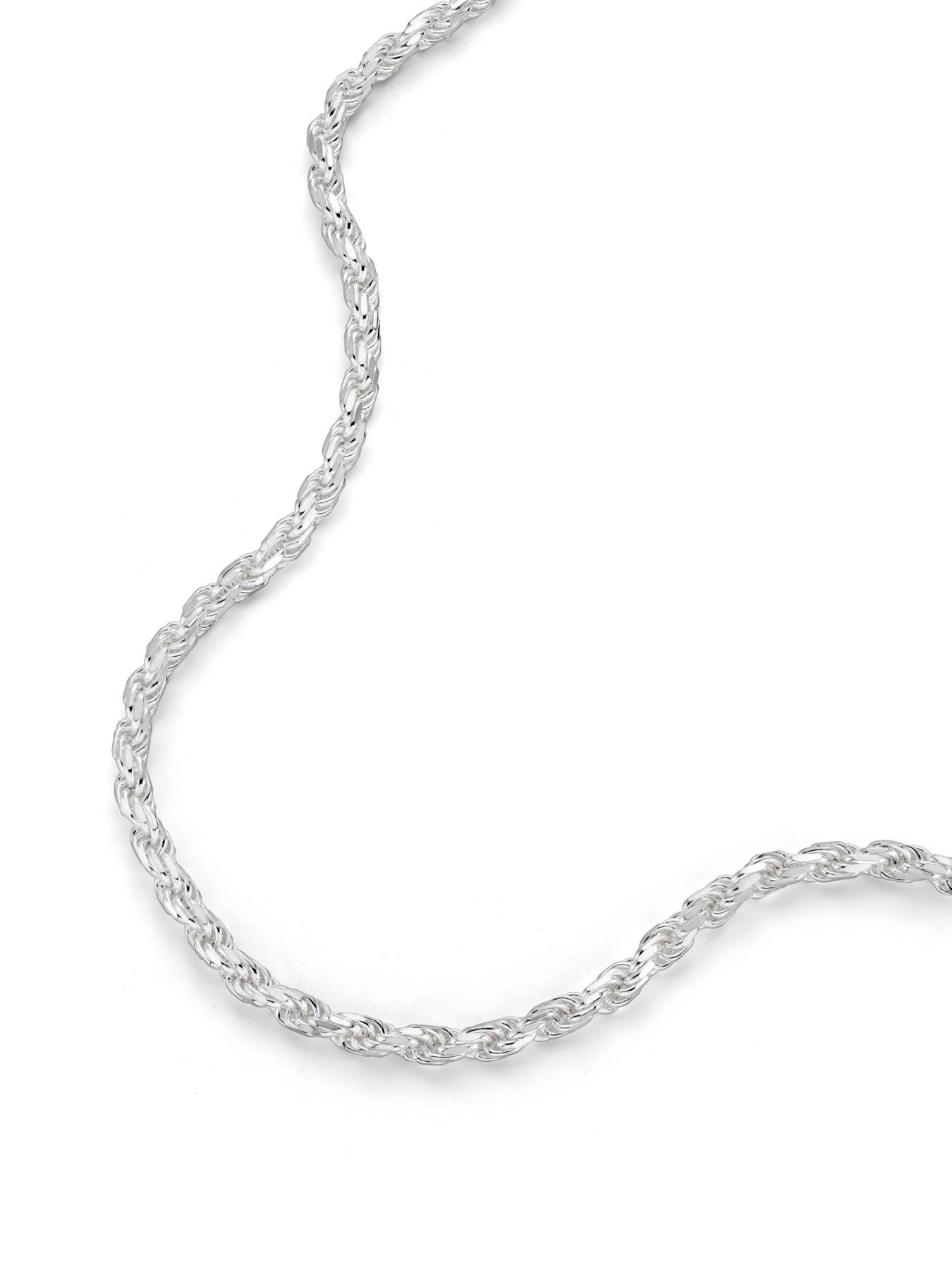 The Love Collection Sterling Silver Rope Chain (3mm) Necklace 22 inch ...