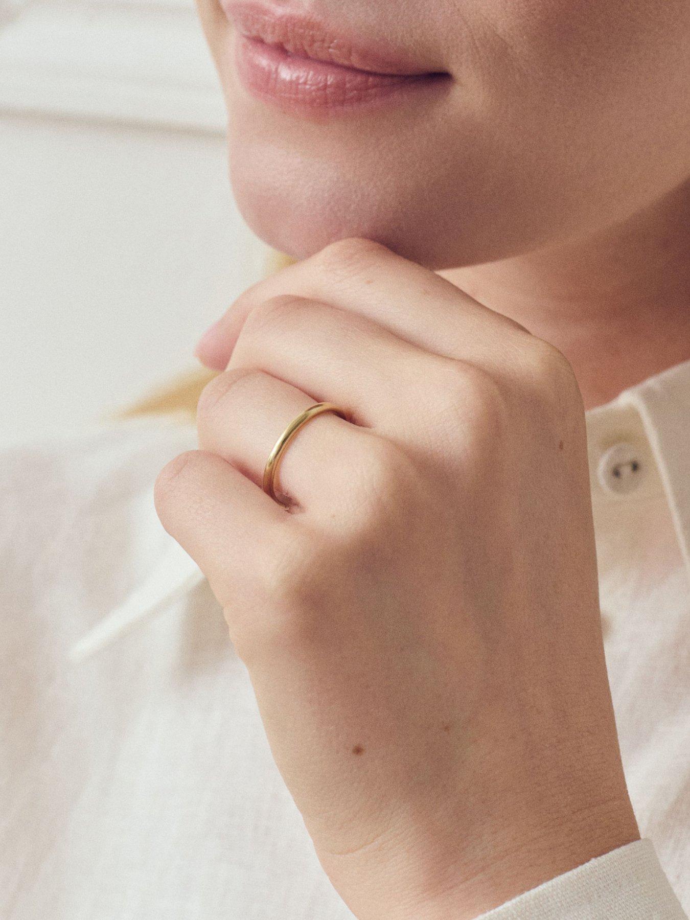 Image 2 of 5 of The Love Collection Classic 9ct Yellow Gold Court Wedding Band Ring - 2mm