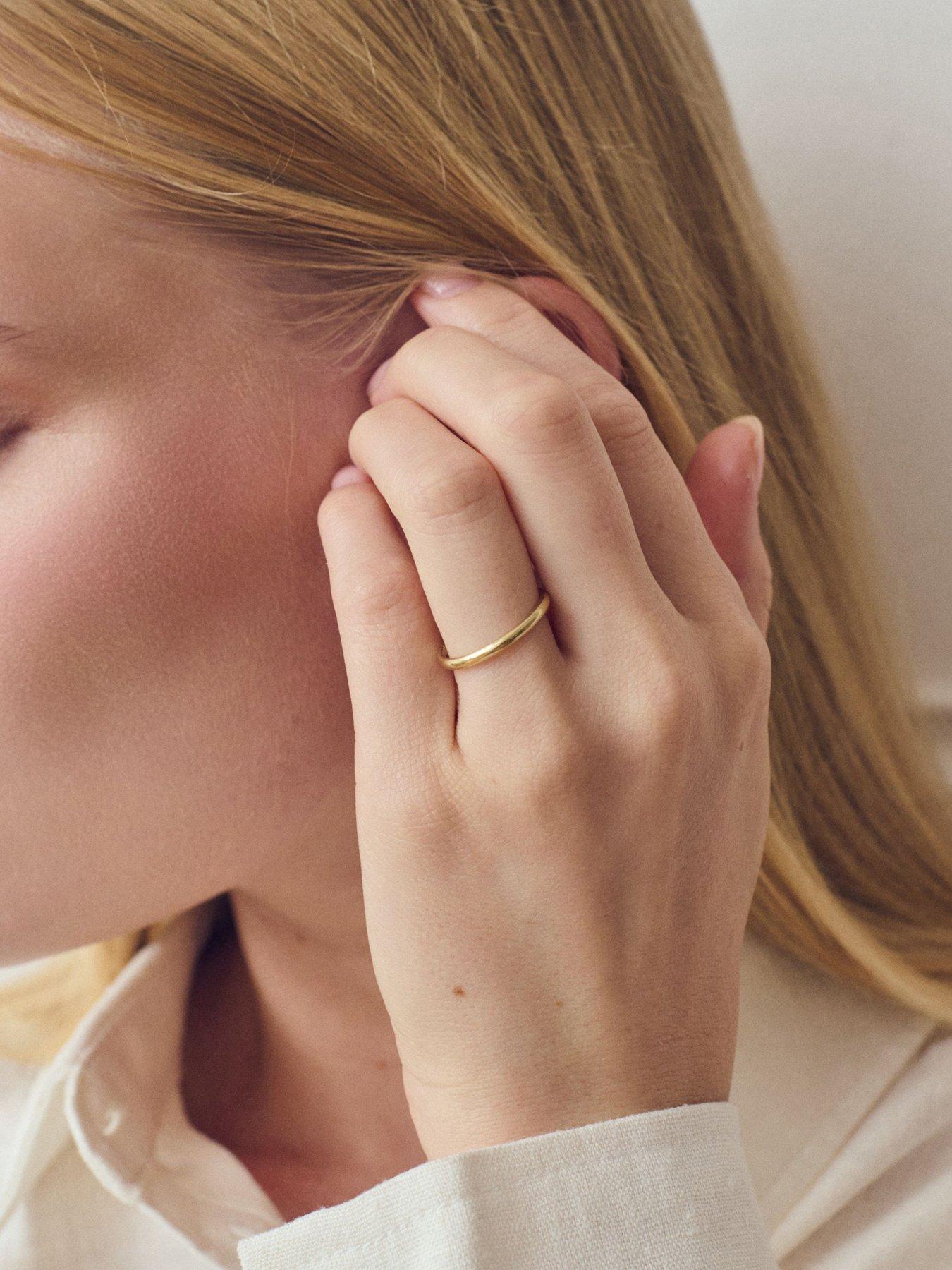 Image 3 of 5 of The Love Collection Classic 9ct Yellow Gold Court Wedding Band Ring - 2mm