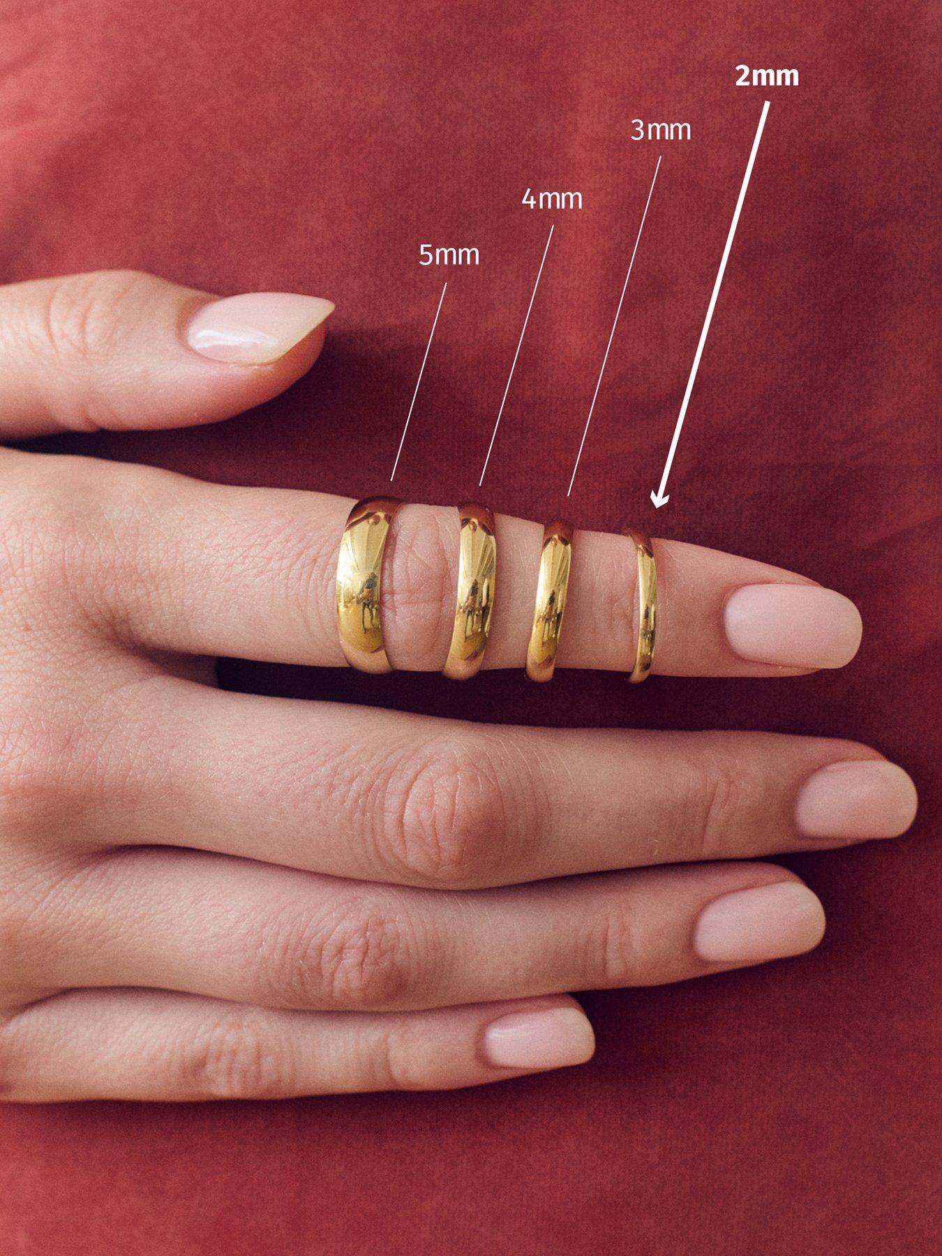 Image 5 of 5 of The Love Collection Classic 9ct Yellow Gold Court Wedding Band Ring - 2mm