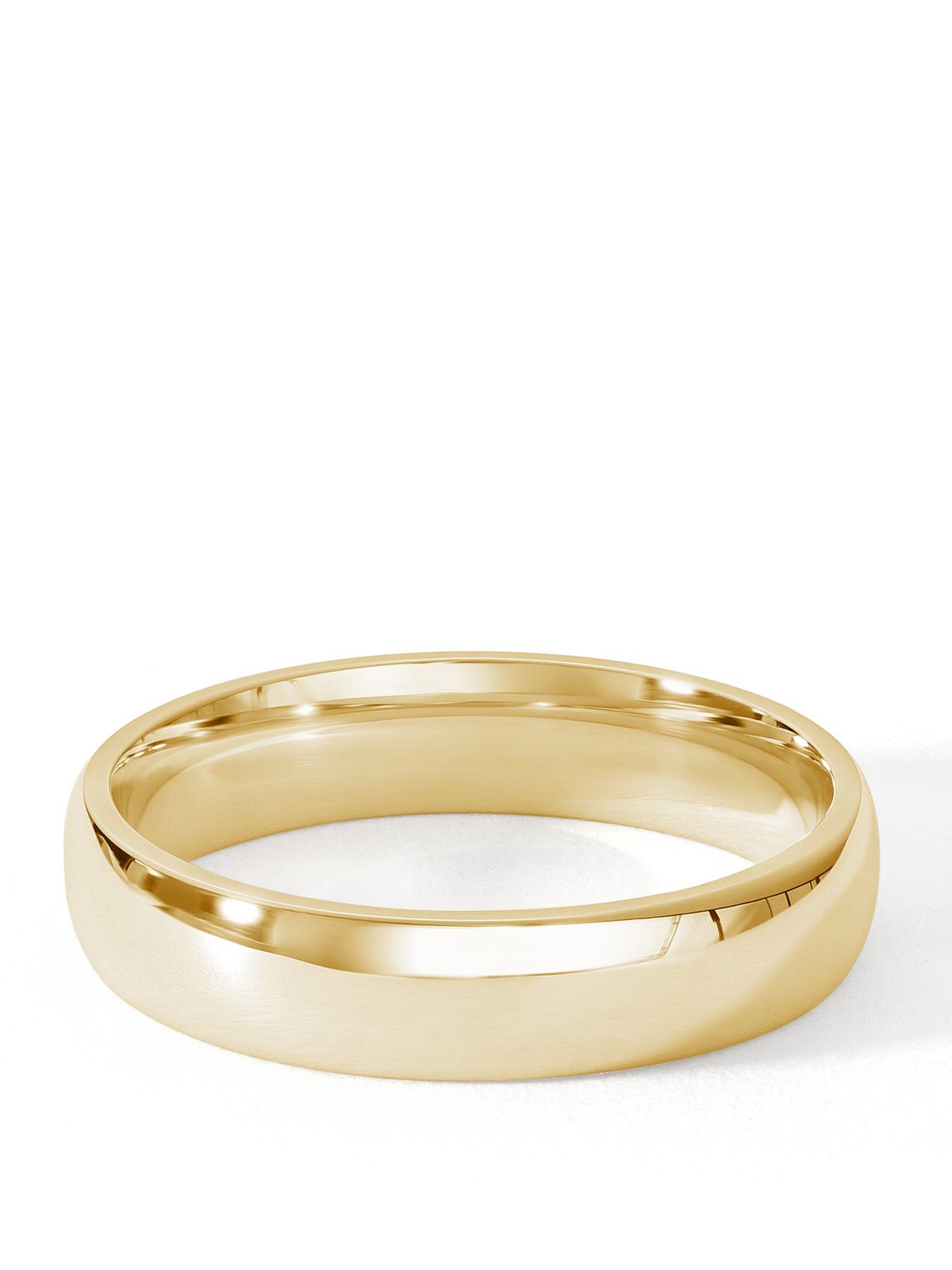 The Love Collection Classic 9ct Yellow Gold Court Wedding Band Ring - 4mm