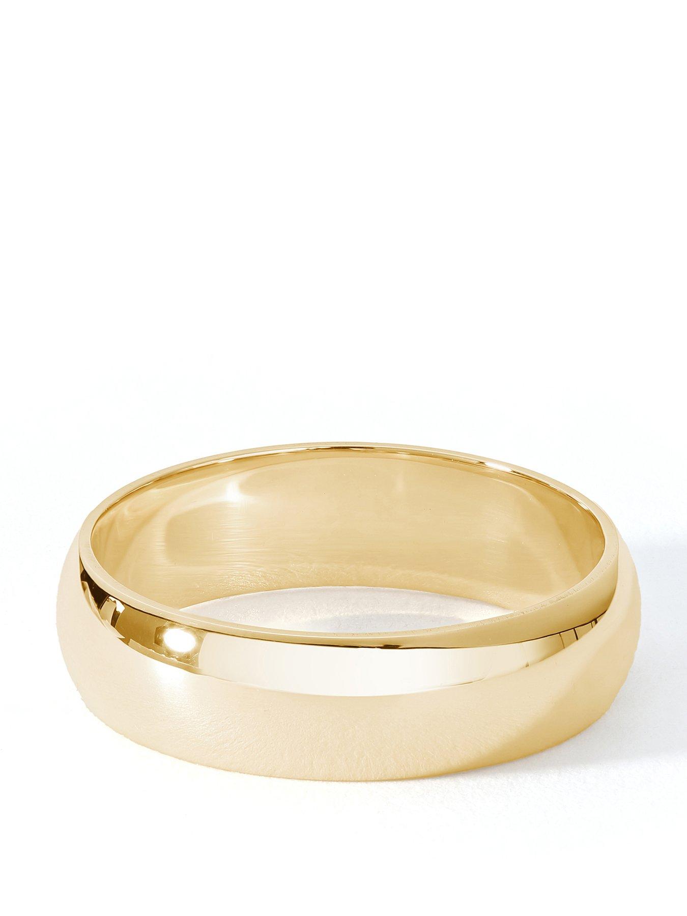 The Love Collection Classic 9ct Yellow Gold D-Shape Wedding Band Ring - 5mm