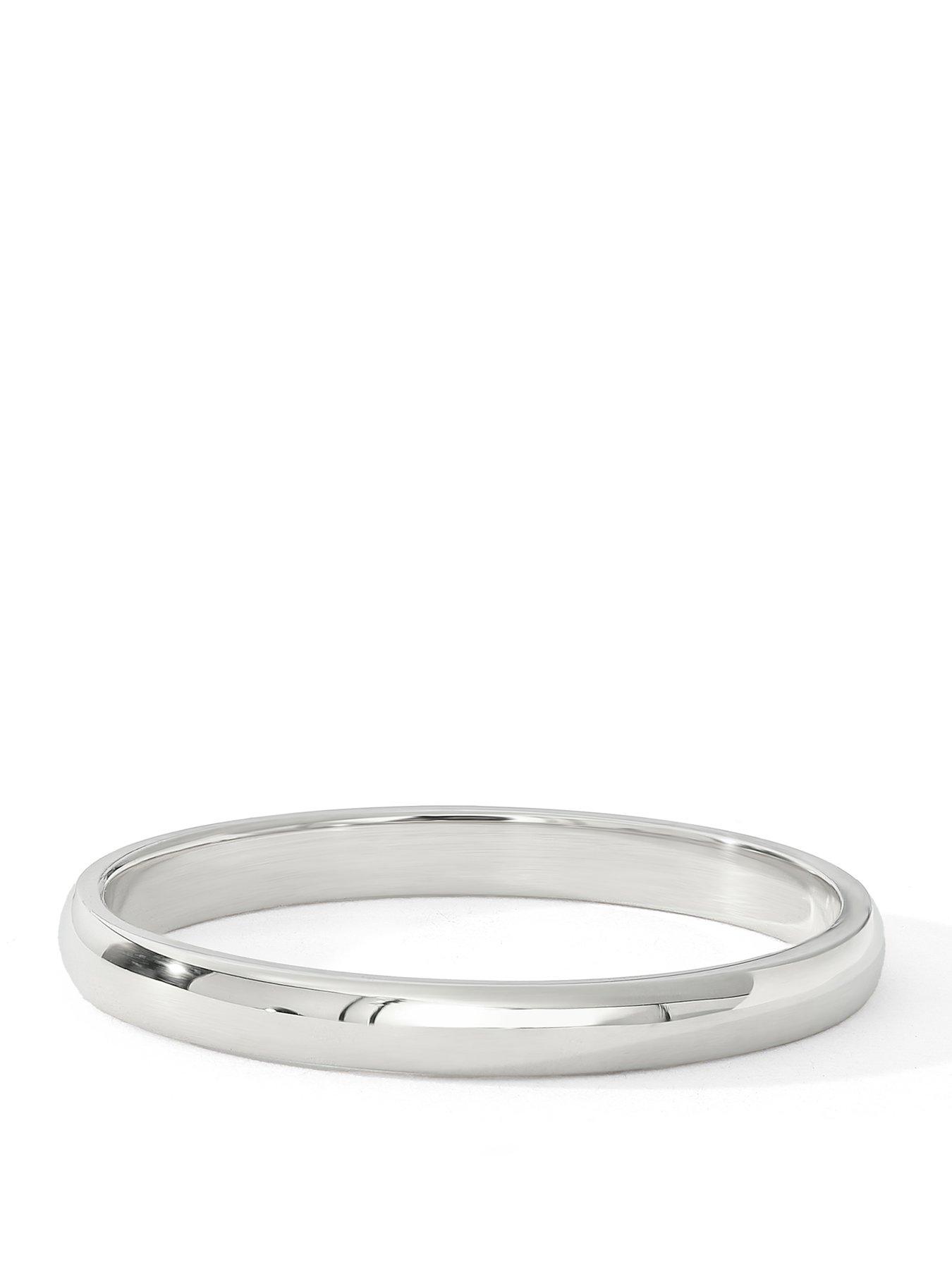 The Love Collection 9ct White Gold 2mm D-Shape Wedding Band