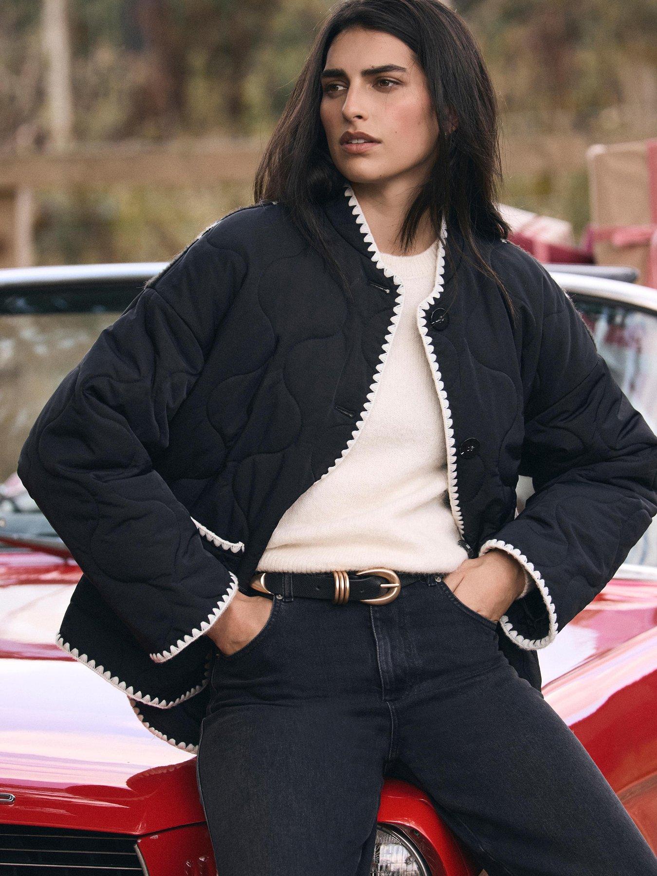 Image 2 of 6 of Mint Velvet Knit Back Quilted Coat