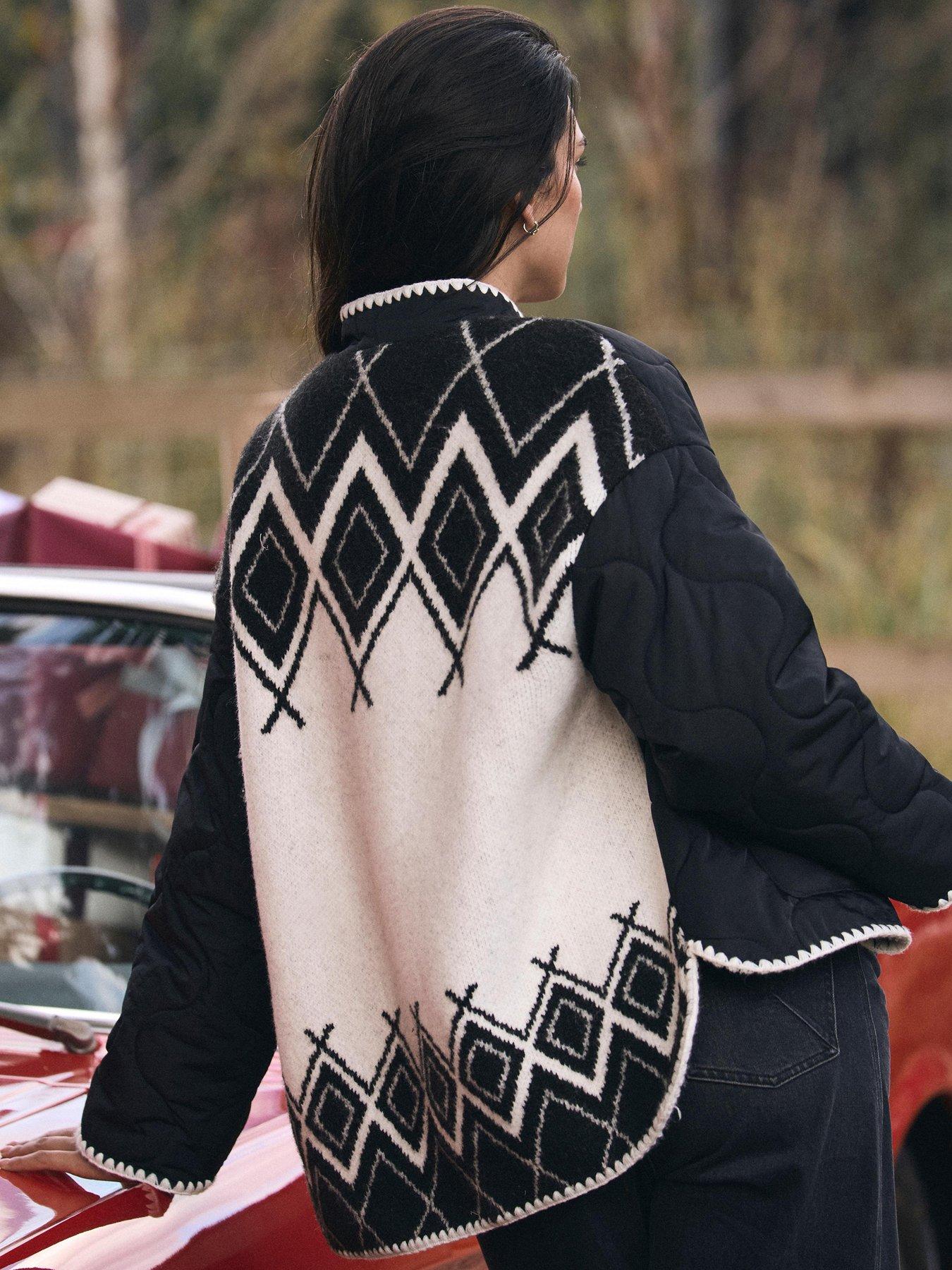 Image 3 of 6 of Mint Velvet Knit Back Quilted Coat