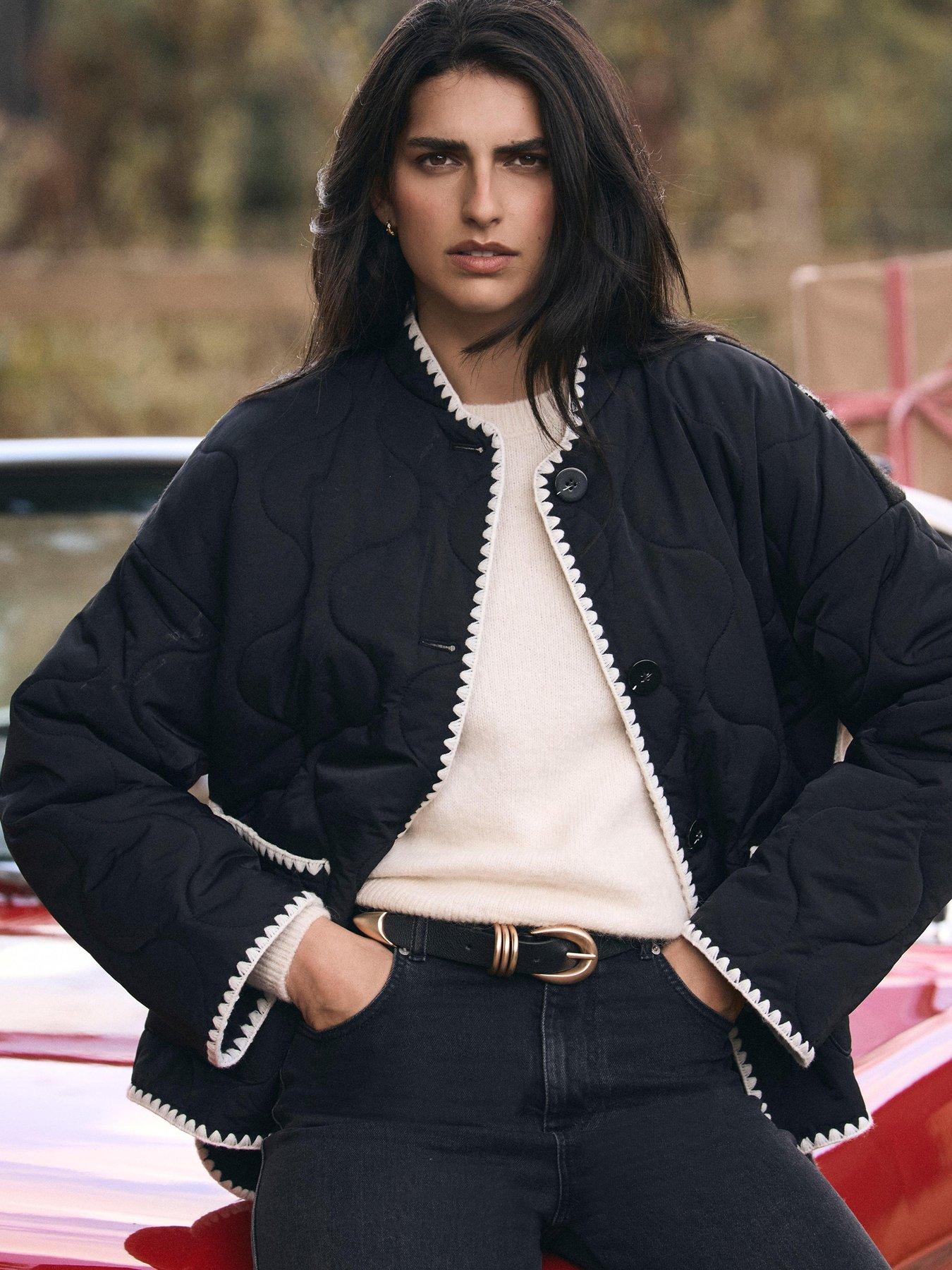 Image 4 of 6 of Mint Velvet Knit Back Quilted Coat