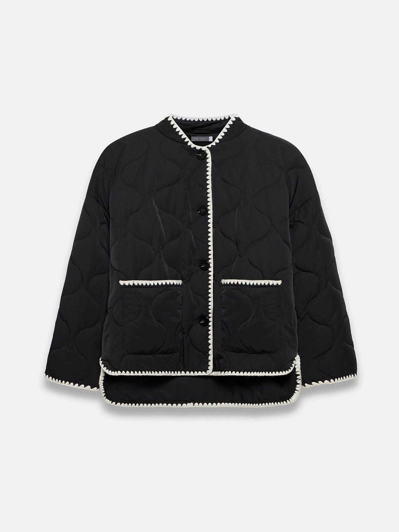 Image 5 of 6 of Mint Velvet Knit Back Quilted Coat