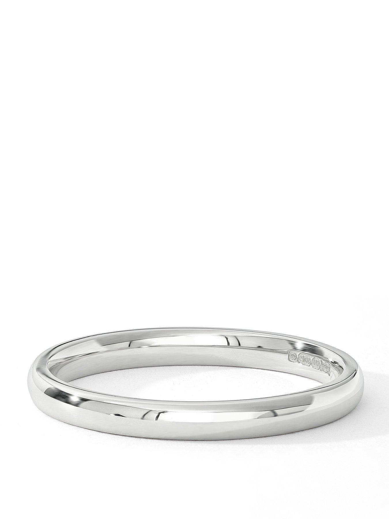 The Love Collection Classic 9ct White Gold Court Wedding Band Ring - 2mm