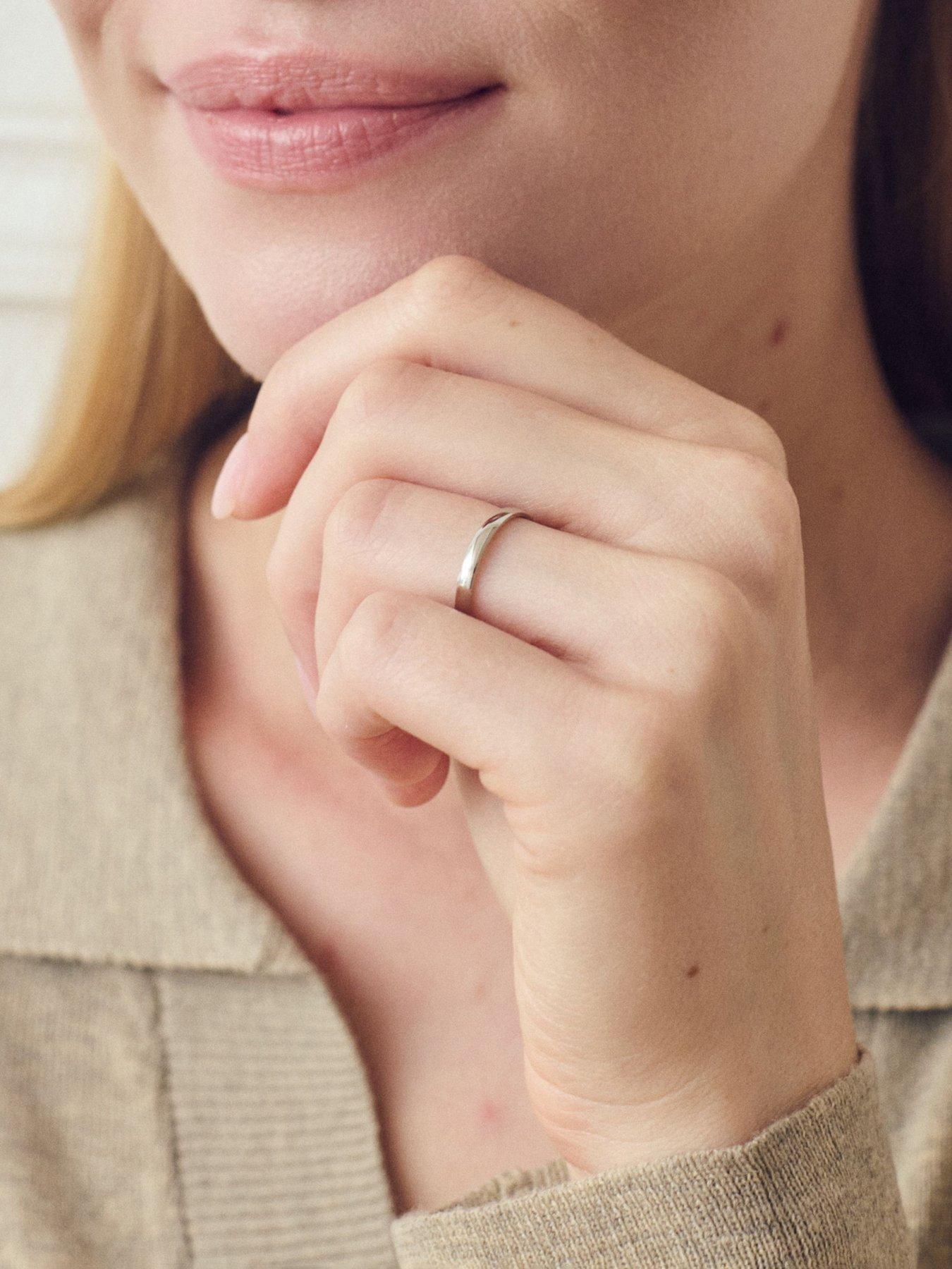 Image 2 of 4 of The Love Collection Classic 9ct White Gold Court Wedding Band Ring - 2mm