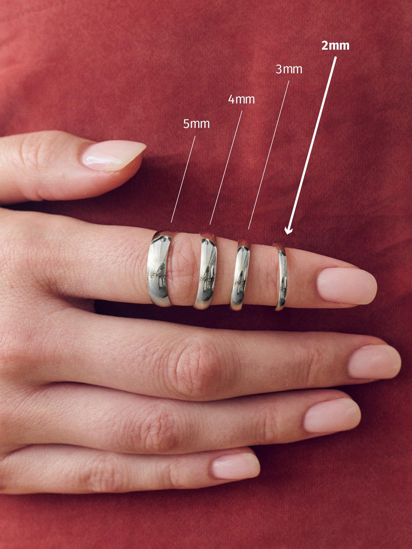 Image 4 of 4 of The Love Collection Classic 9ct White Gold Court Wedding Band Ring - 2mm