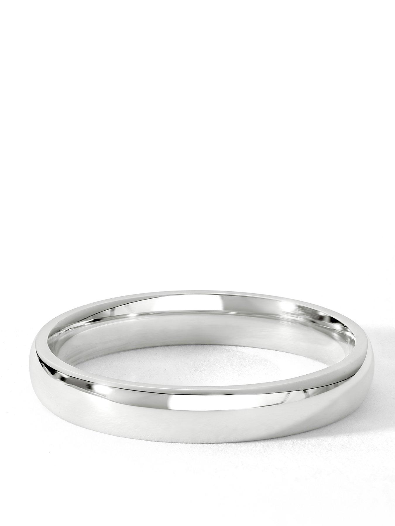 The Love Collection Classic 9ct White Gold Court Wedding Band Ring - 3mm