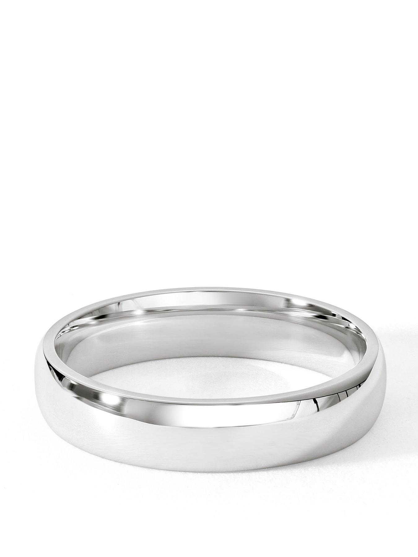 Image 1 of 5 of The Love Collection Classic 9ct White Gold Court Wedding Band Ring - 4mm