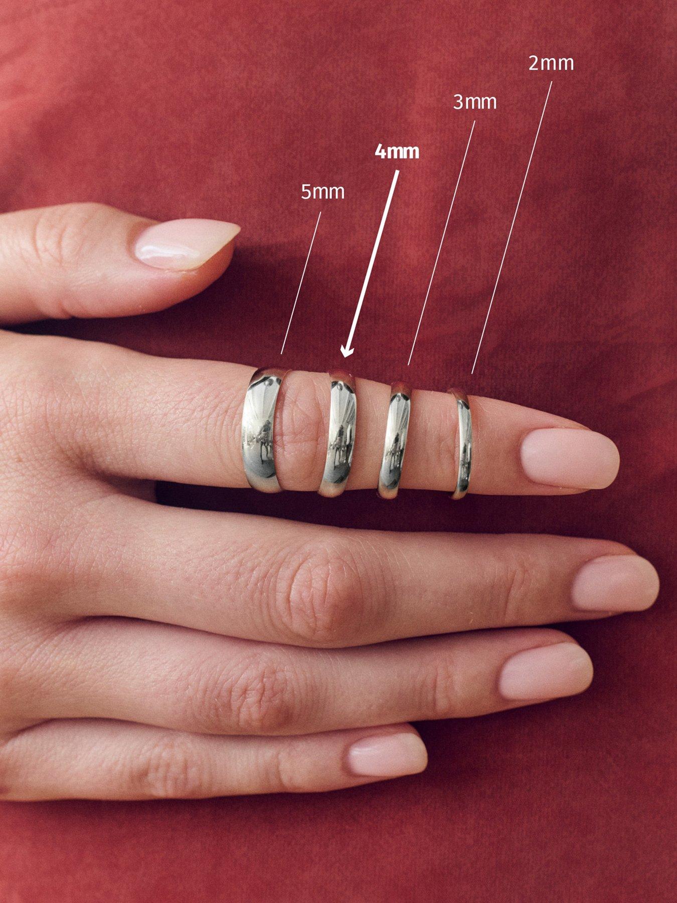 Image 5 of 5 of The Love Collection Classic 9ct White Gold Court Wedding Band Ring - 4mm