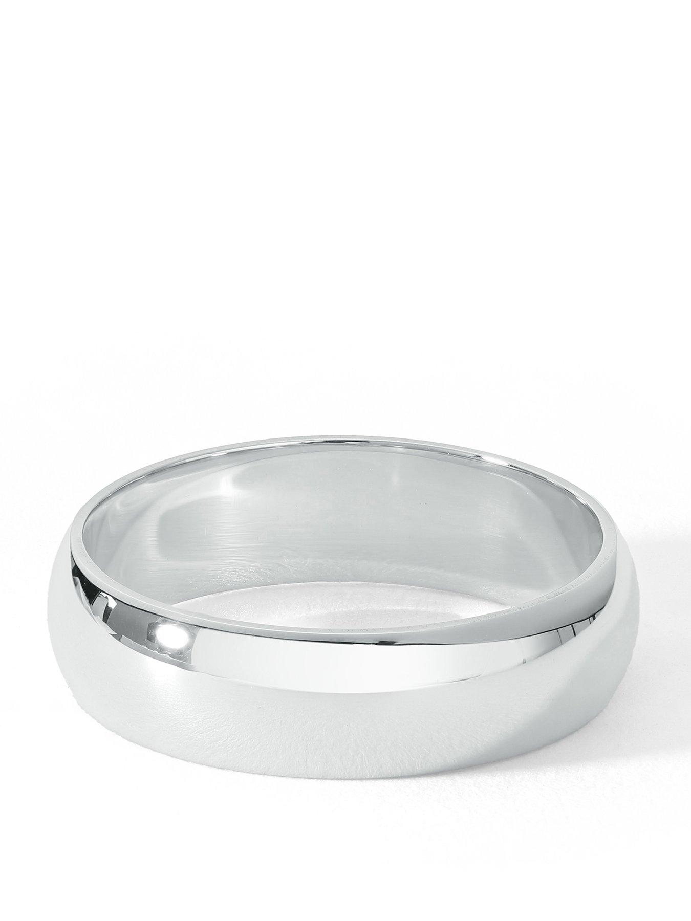 The Love Collection Classic 9ct White Gold D-Shape Wedding Band Ring - 5mm