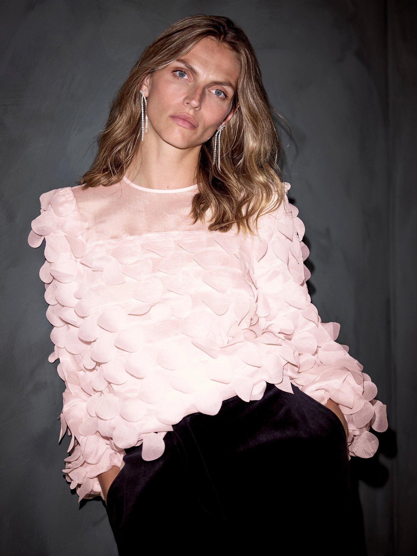 Image 1 of 6 of Mint Velvet Pink Texture Top