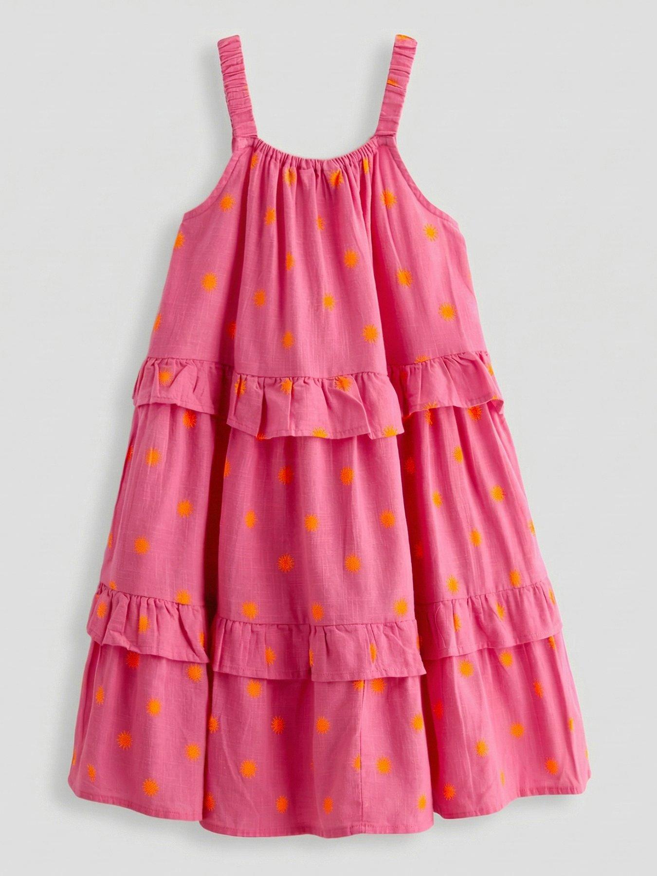 Image 2 of 4 of The Very Collection Girls Pink Tiered Printed Summer Dress - Pink
