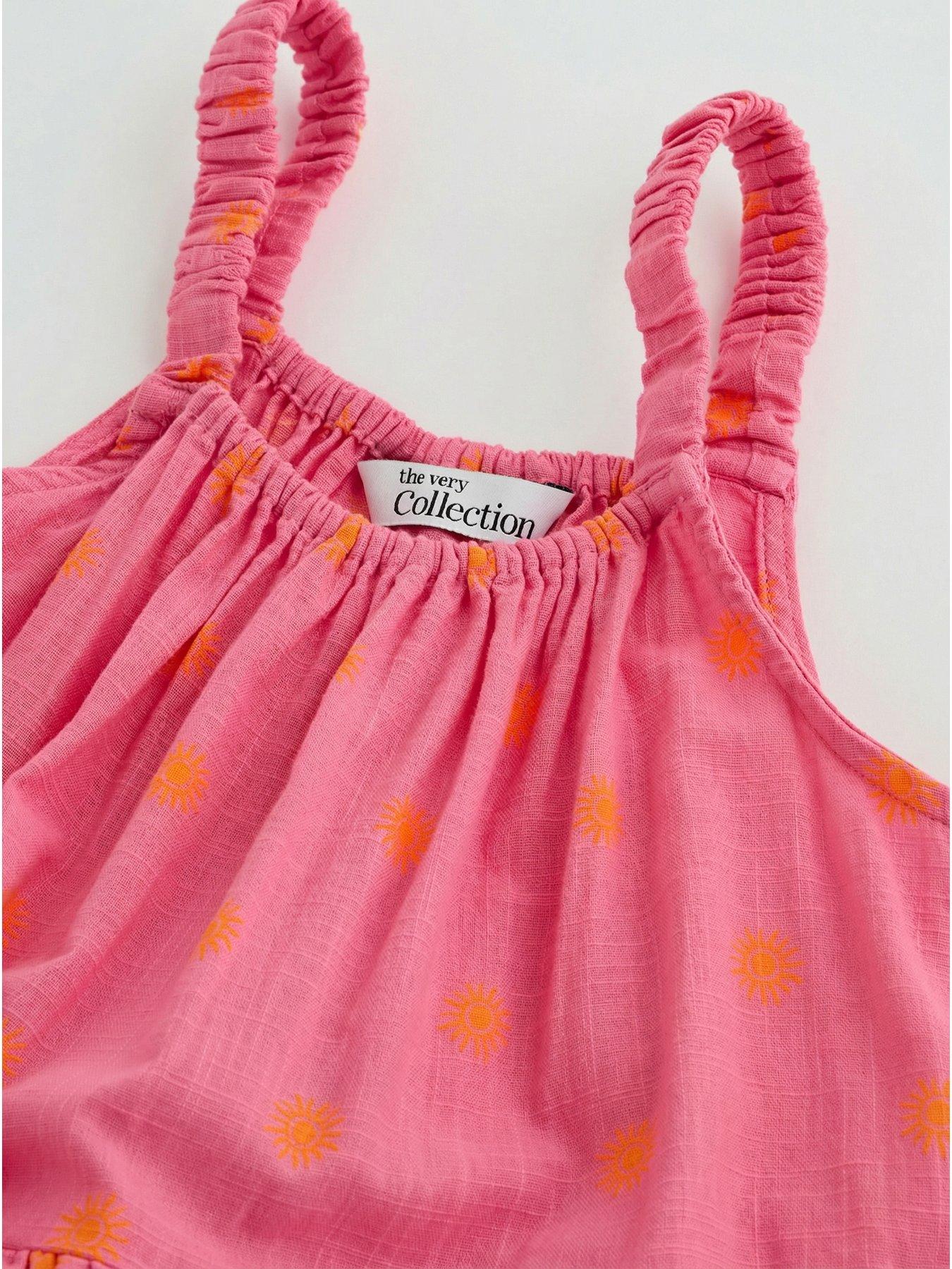Image 3 of 4 of The Very Collection Girls Pink Tiered Printed Summer Dress - Pink