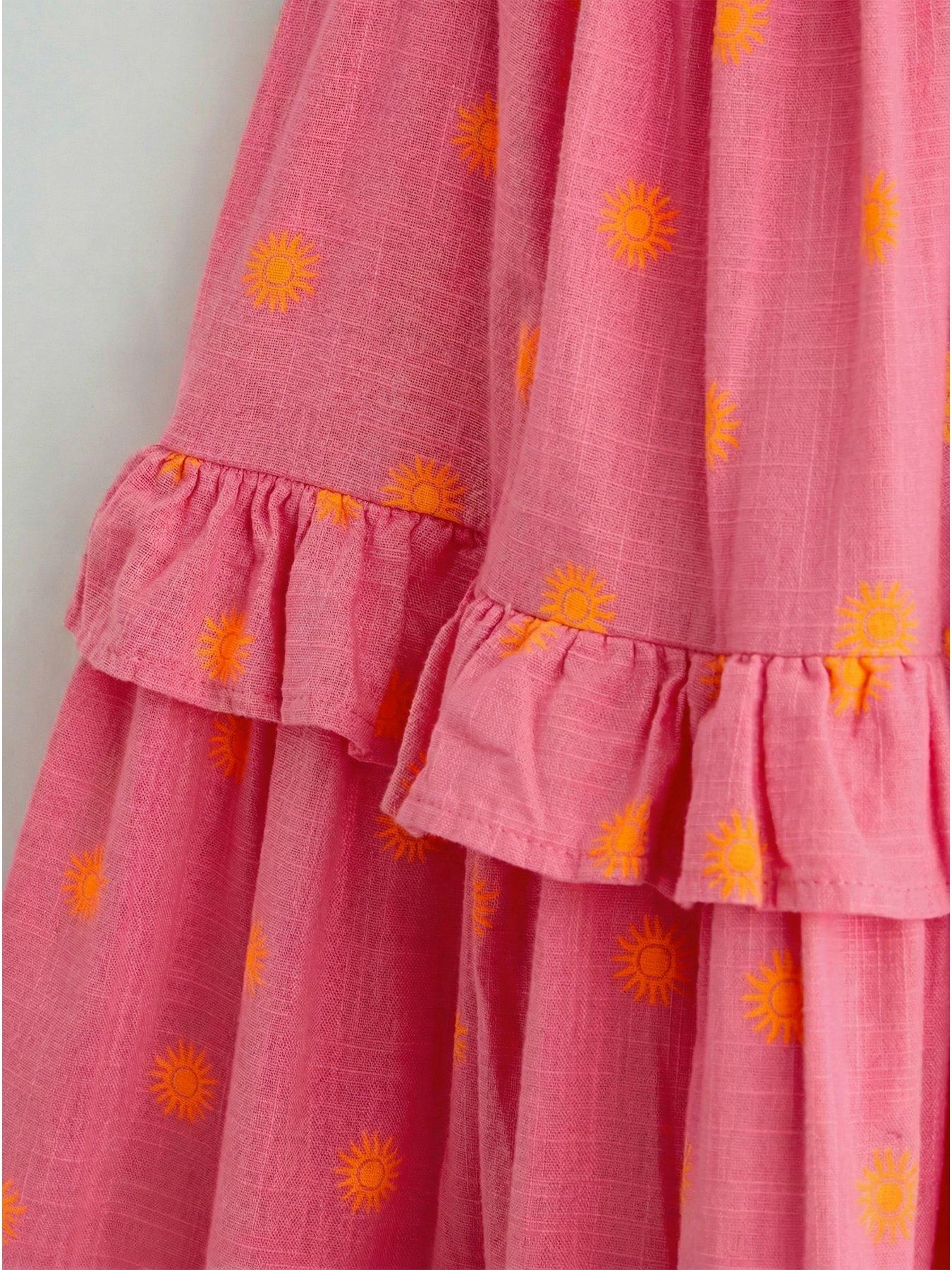 Image 4 of 4 of The Very Collection Girls Pink Tiered Printed Summer Dress - Pink