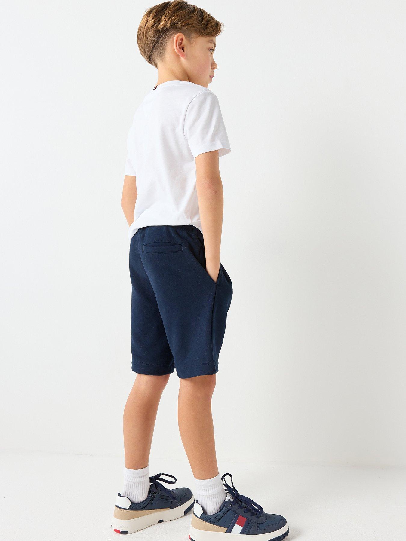 Image 2 of 6 of Tommy Hilfiger Boys Monotype Graphic Short Sleeve T-Shirt And Short Set - White