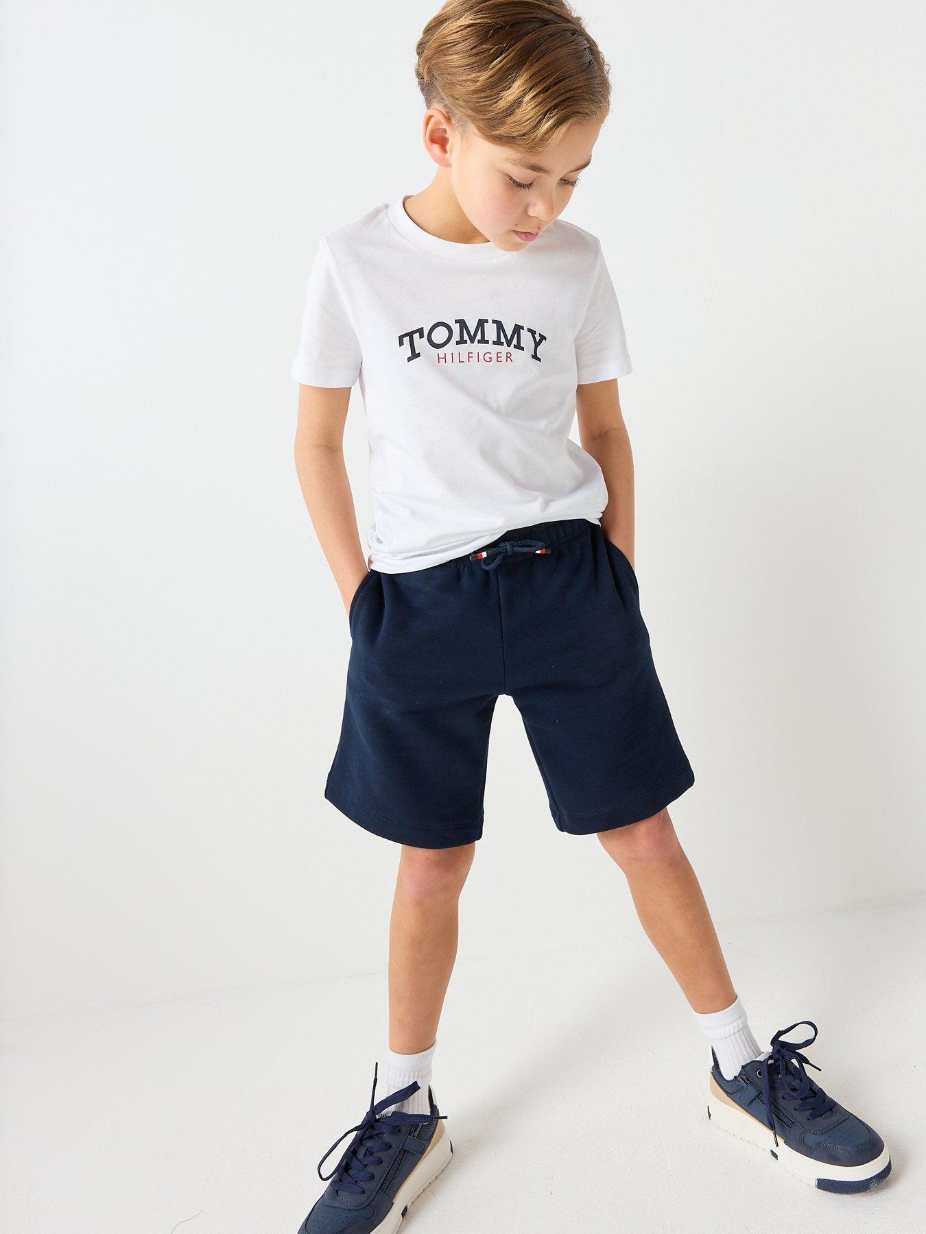 Image 5 of 6 of Tommy Hilfiger Boys Monotype Graphic Short Sleeve T-Shirt And Short Set - White
