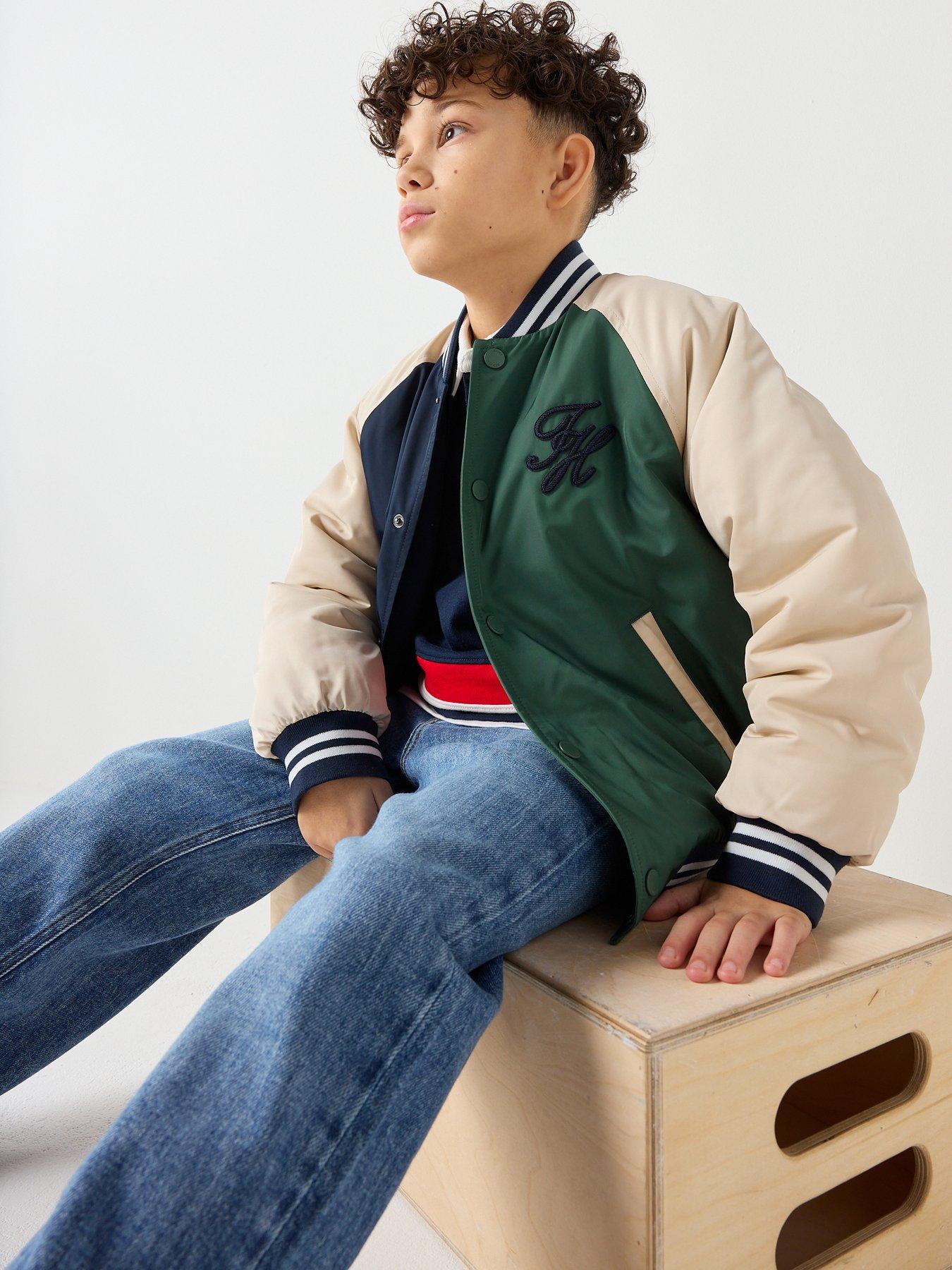 Tommy Hilfiger Boys Th Script Graphic Bomber Jacket, Multi, Size Age: 16 Years
