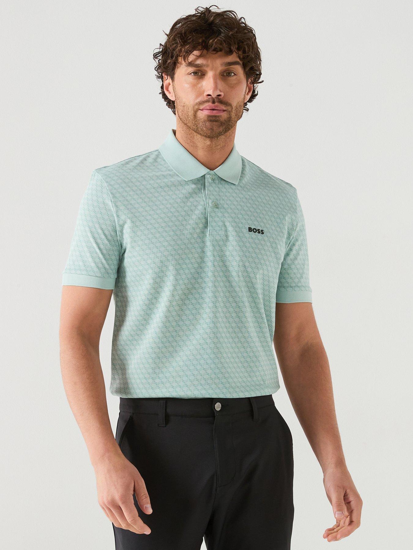BOSS Mens Golf Chip Pattern Polo - Blue