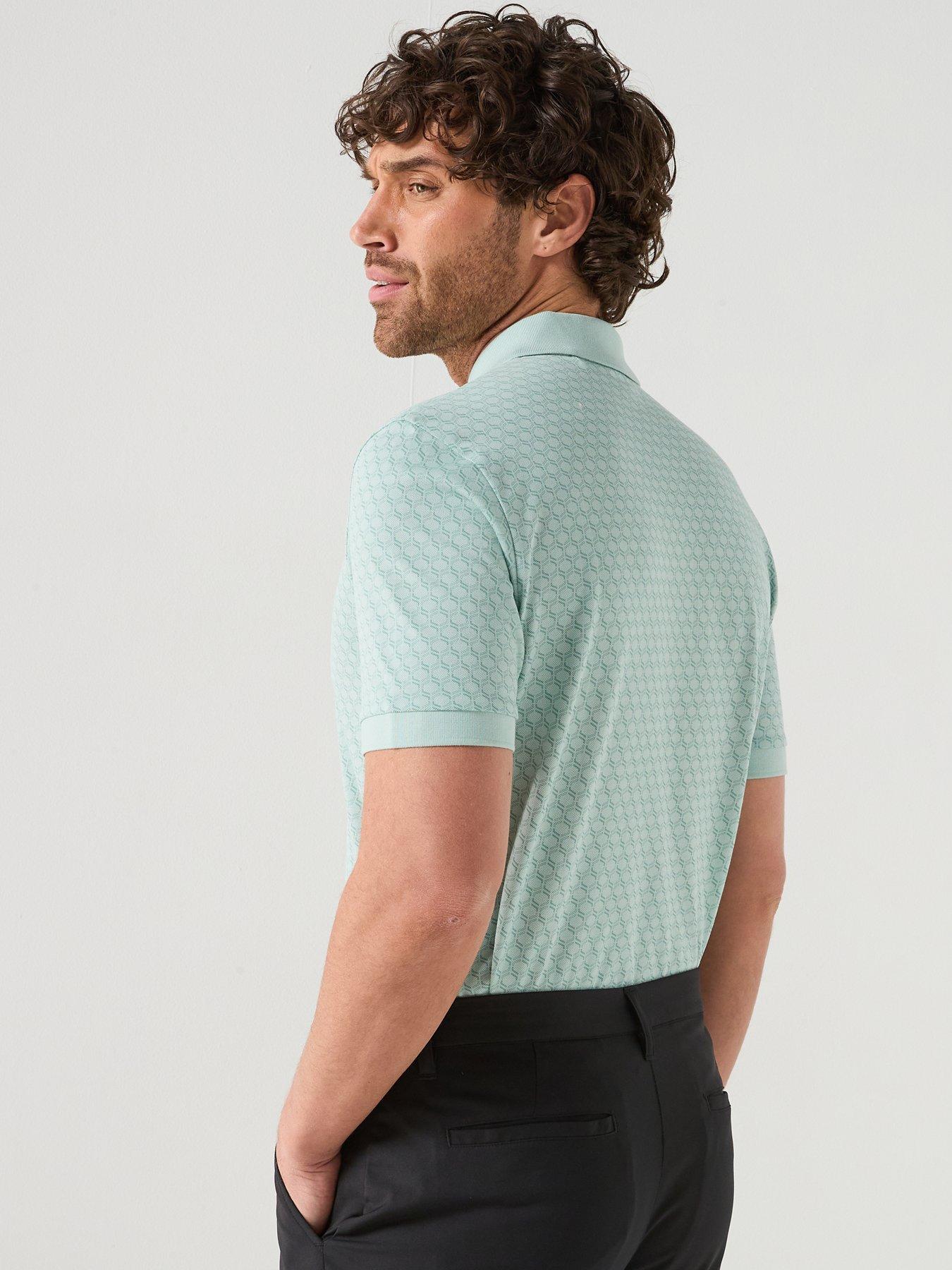 Image 2 of 5 of BOSS Mens Golf Chip Pattern Polo - Blue