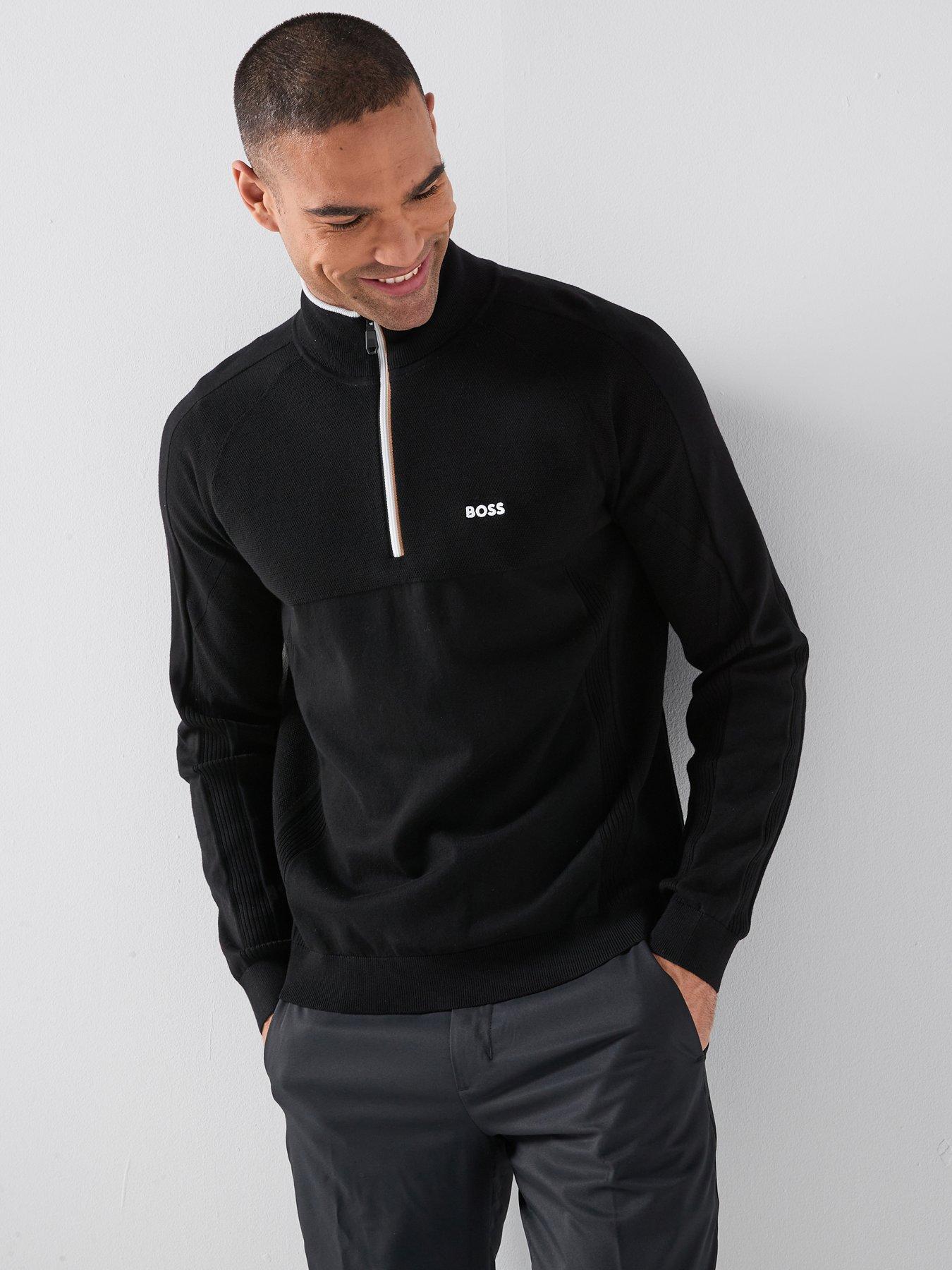BOSS Mens Golf Hydro Quarter Zip Top, Black, Size 2Xl, Men