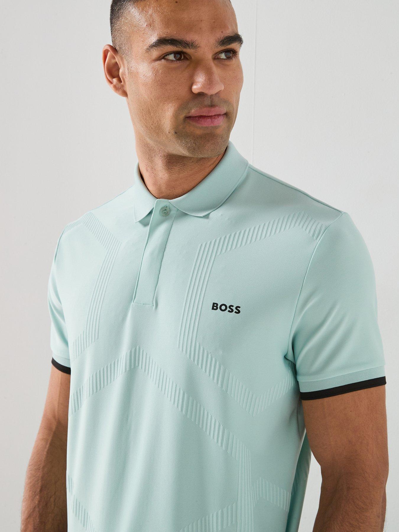 BOSS Mens Golf Chip Hexagonal Polo - Blue | Very