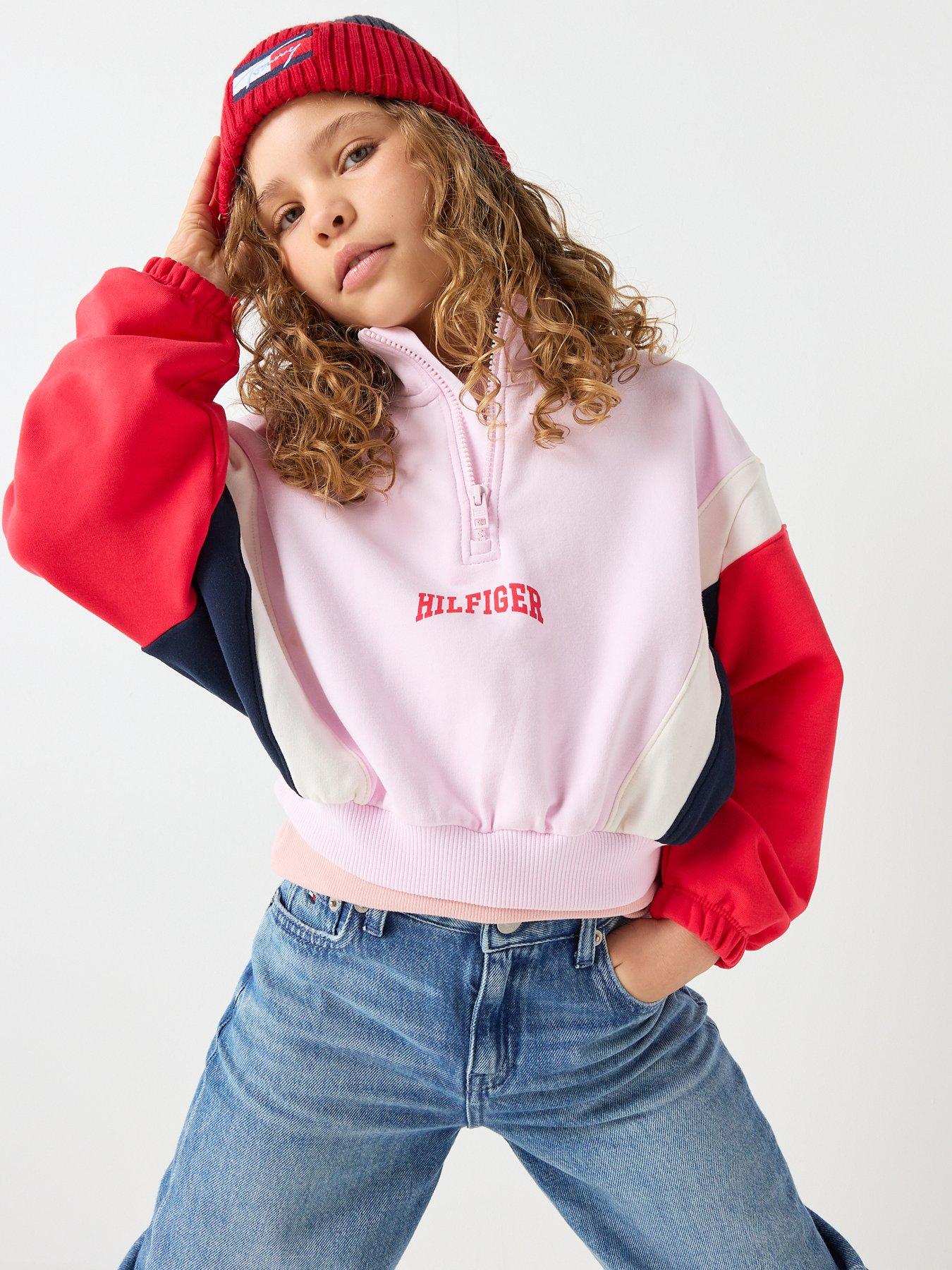 Tommy Hilfiger Girls Varsity Half Zip Sweatshirt - Multi
