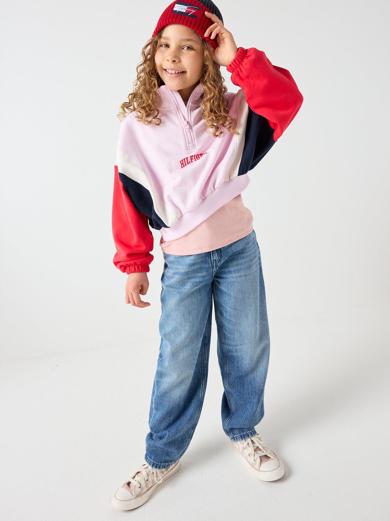 Image 3 of 6 of Tommy Hilfiger Girls Varsity Half Zip Sweatshirt - Multi