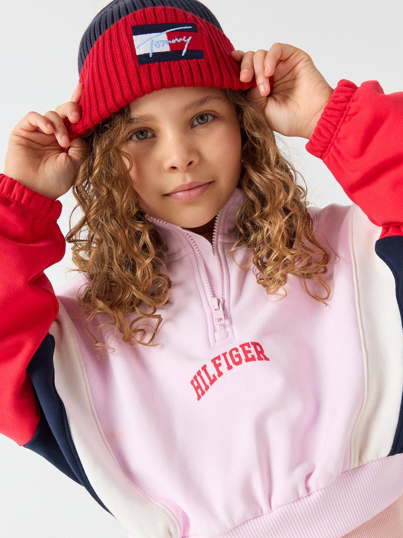 Image 4 of 6 of Tommy Hilfiger Girls Varsity Half Zip Sweatshirt - Multi
