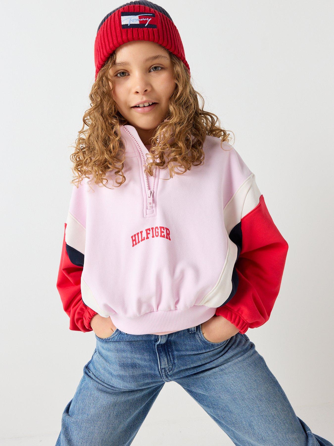 Image 6 of 6 of Tommy Hilfiger Girls Varsity Half Zip Sweatshirt - Multi