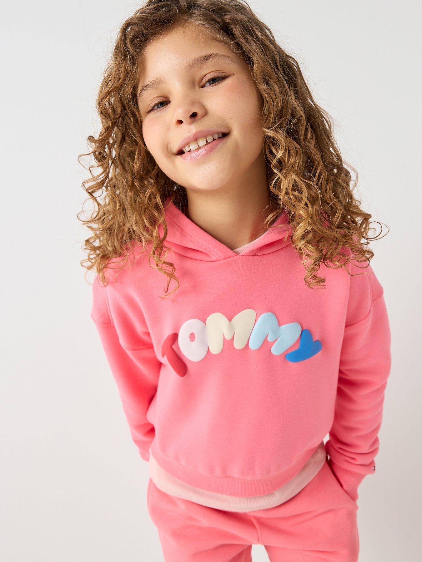 Tommy Hilfiger Girls Puff Print Hoodie, Pink, Size Age: 7 Years