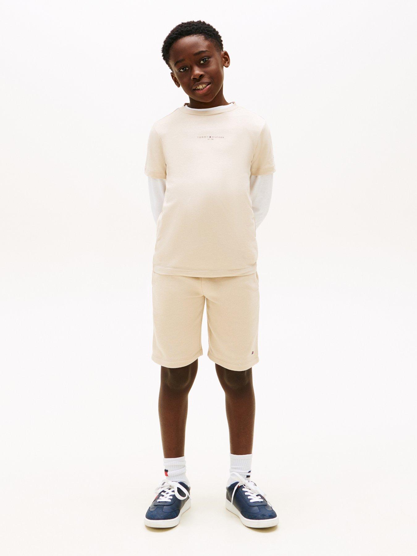 Tommy Hilfiger Boys Essential Short Sleeve T-Shirt and Shorts Set - Beige