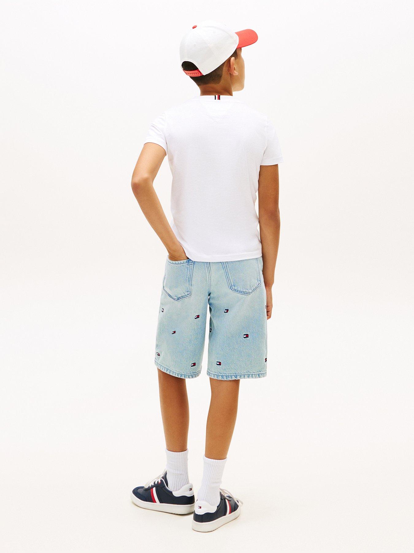 Image 3 of 5 of Tommy Hilfiger Boys Wavy Flag Short Sleeve T-Shirt - White