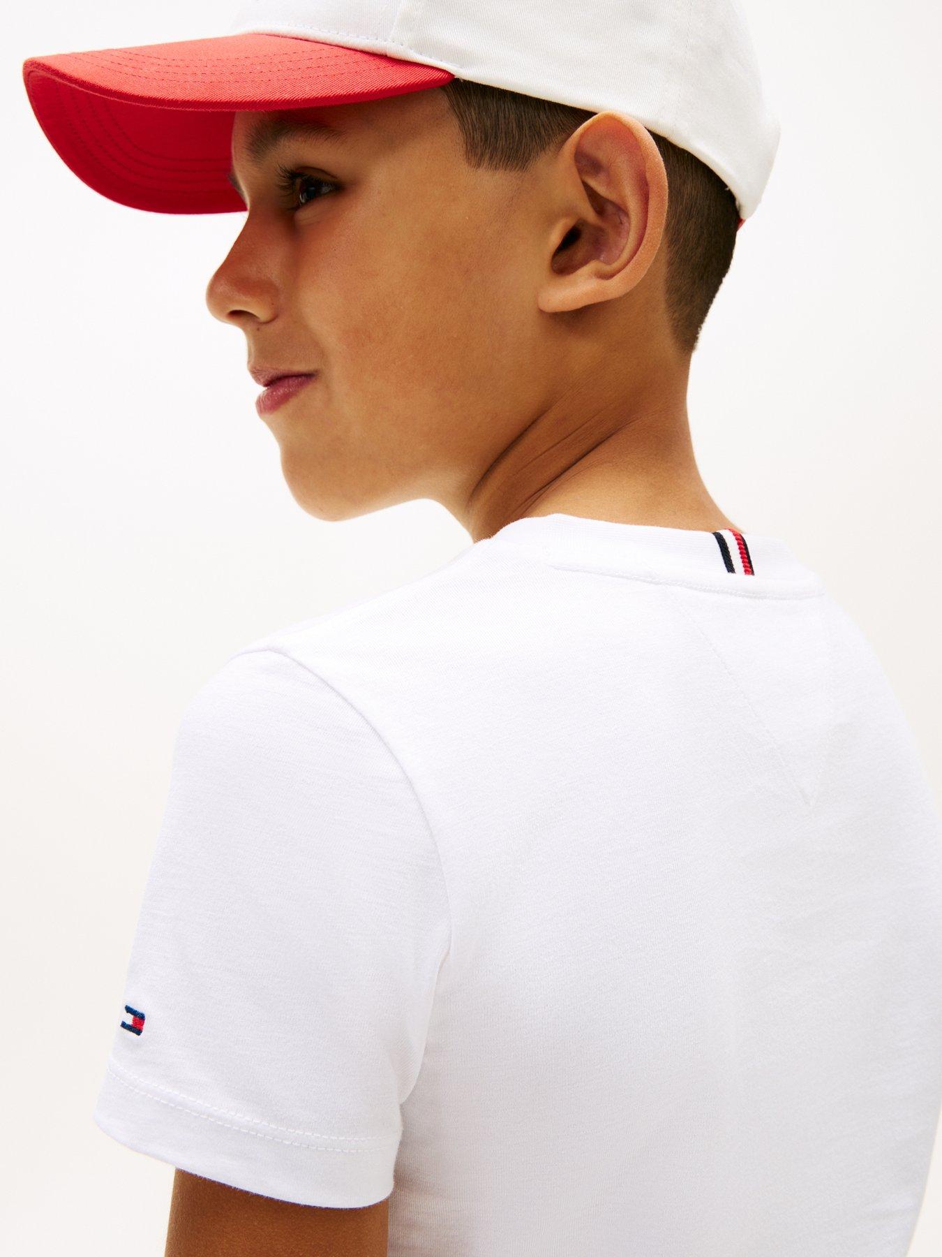 Image 5 of 5 of Tommy Hilfiger Boys Wavy Flag Short Sleeve T-Shirt - White