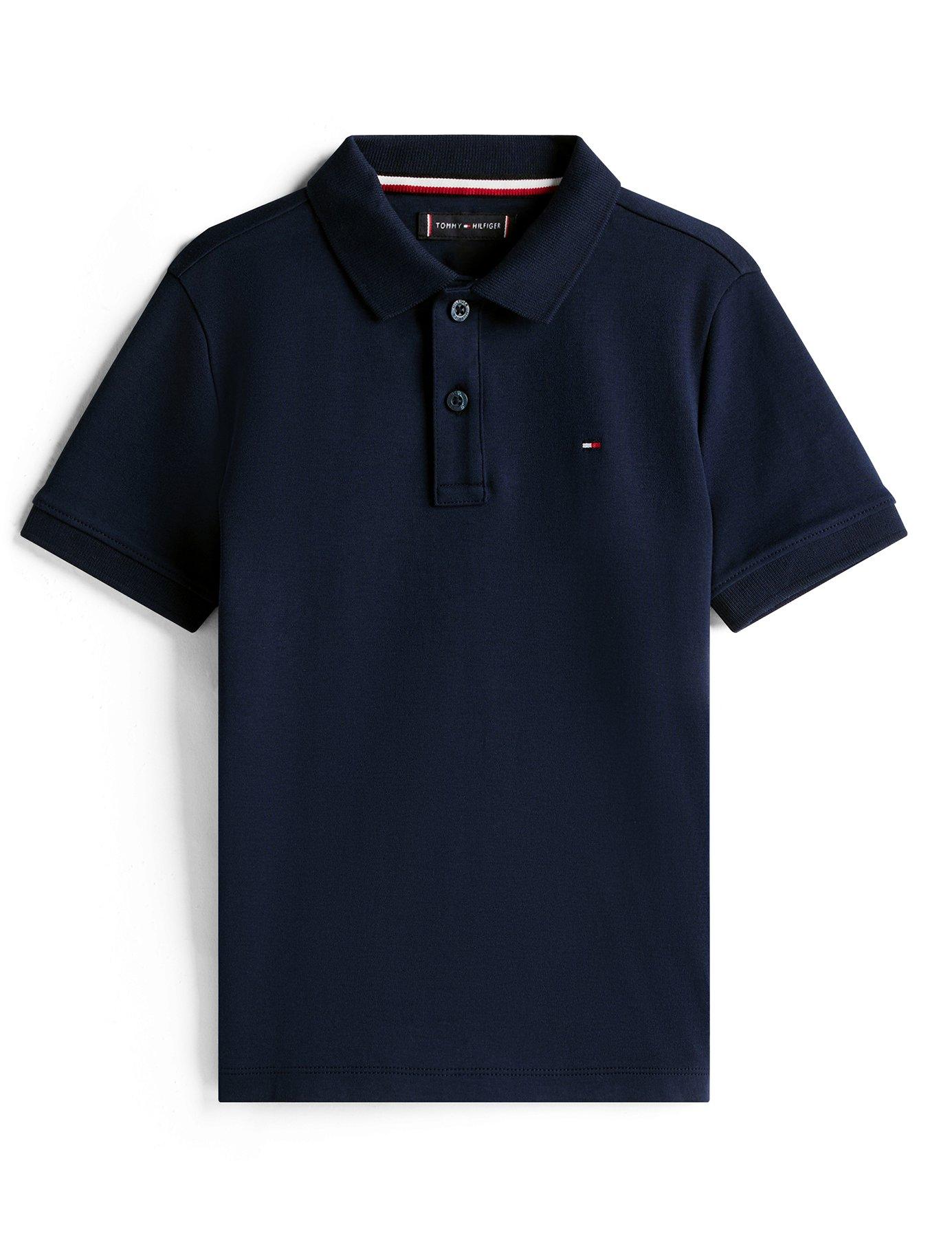 Image 2 of 5 of Tommy Hilfiger Boys Interlock Short Sleeve Polo Shirt - Navy
