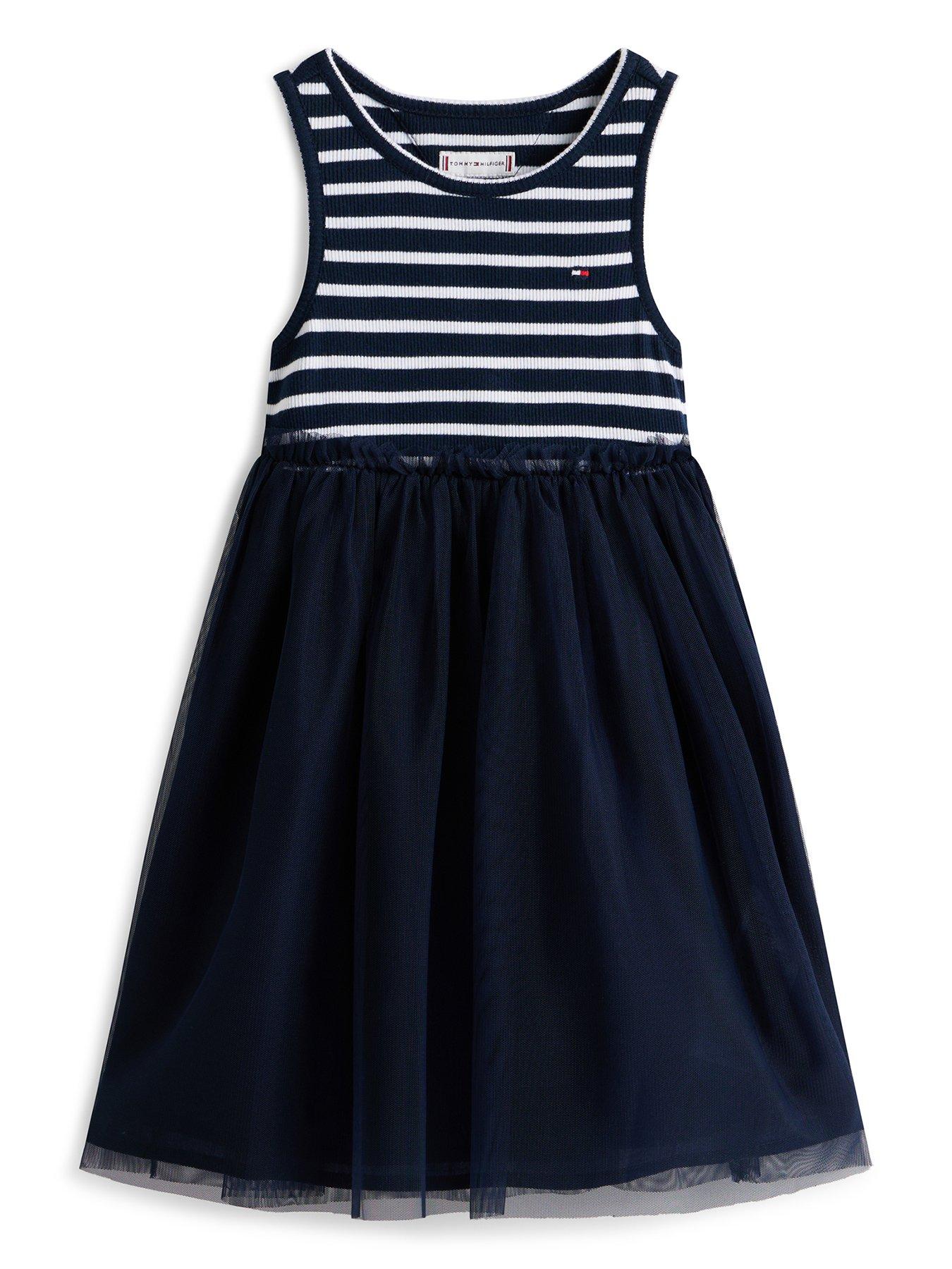 sachin and babi light blue dress Tommy Hilfiger Younger Girls Combi Tulle Sleeveless Dress - Navy