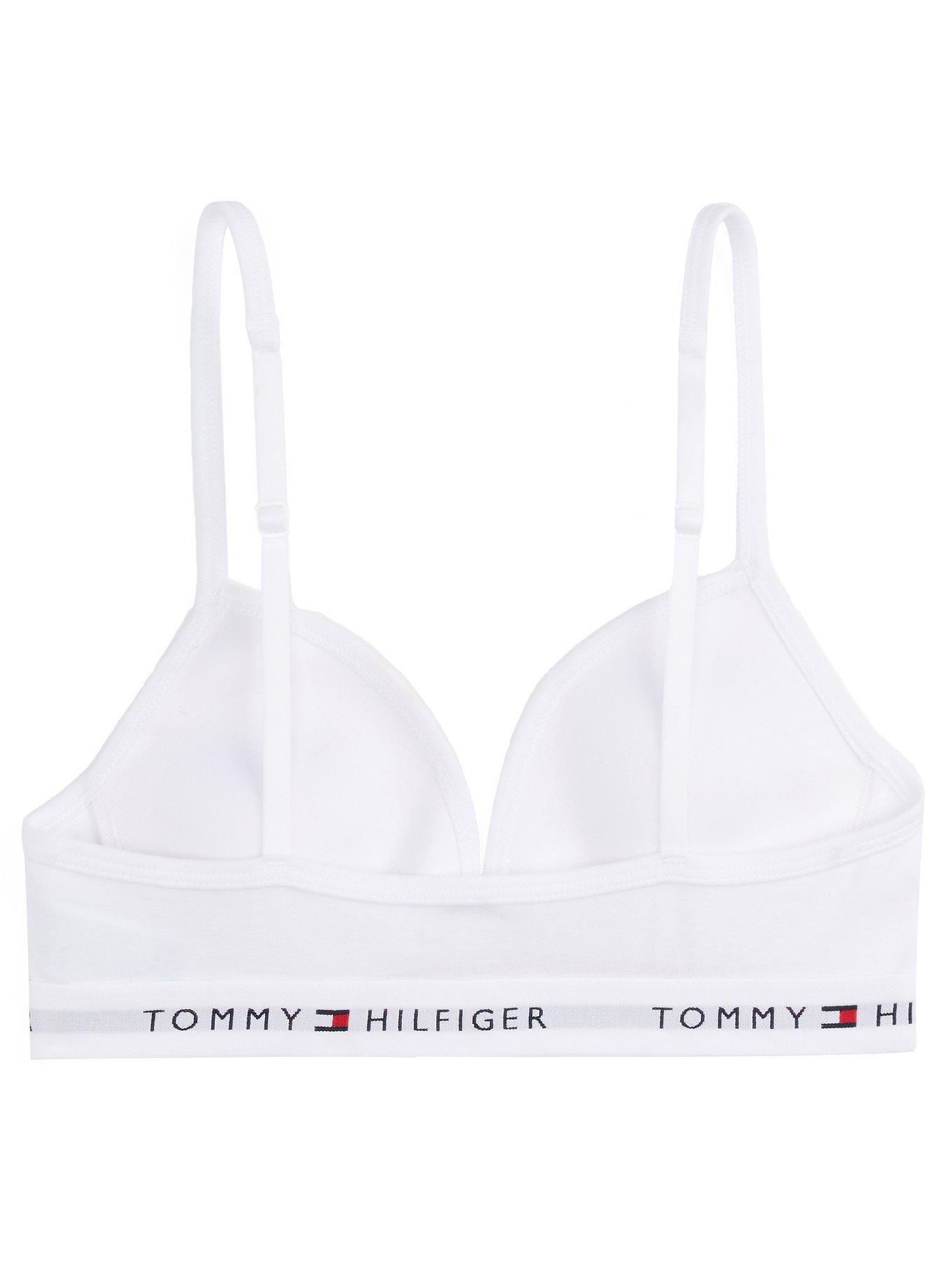Image 2 of 3 of Tommy Hilfiger Girls Triangle Bra Fixed Foam - White