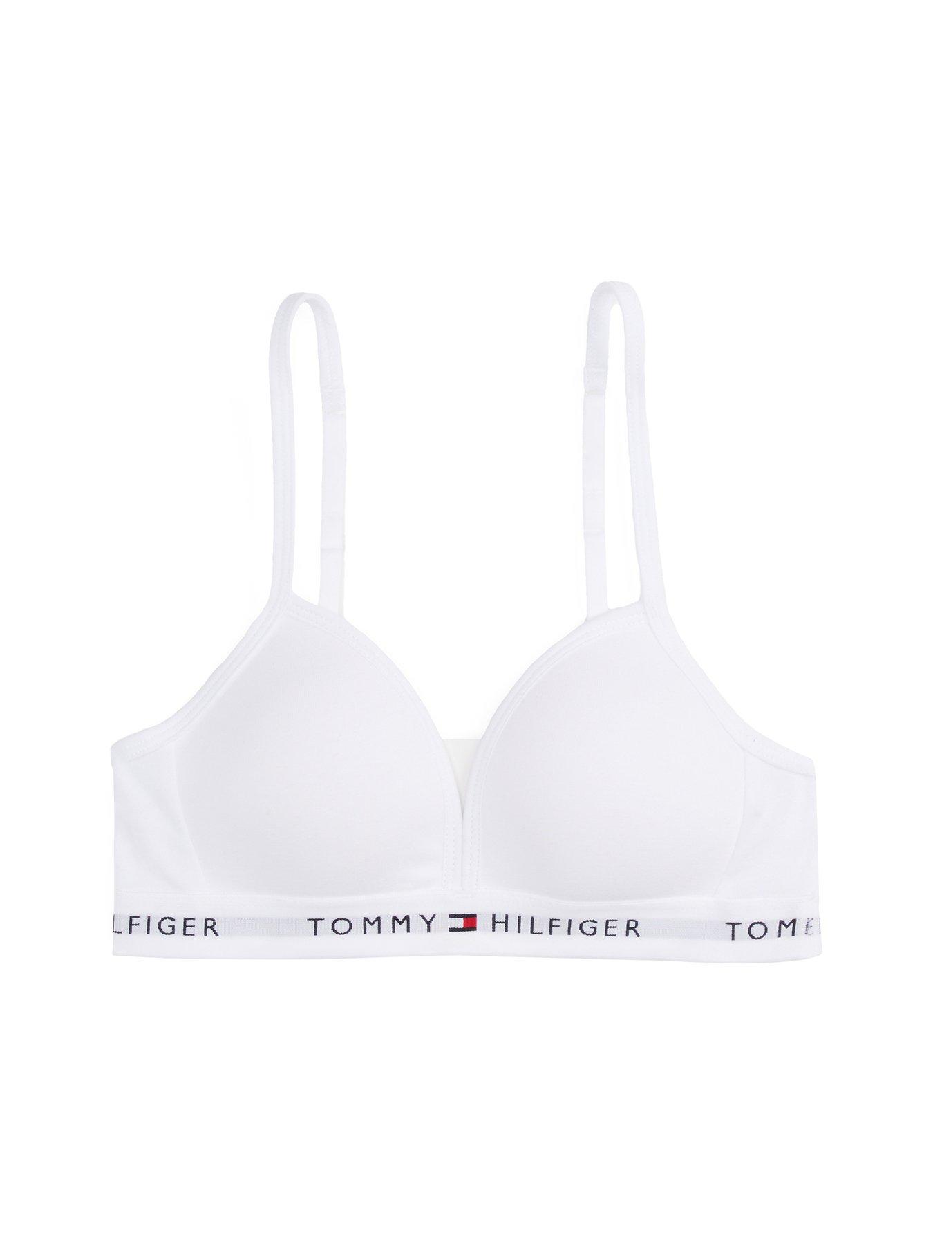 Image 3 of 3 of Tommy Hilfiger Girls Triangle Bra Fixed Foam - White
