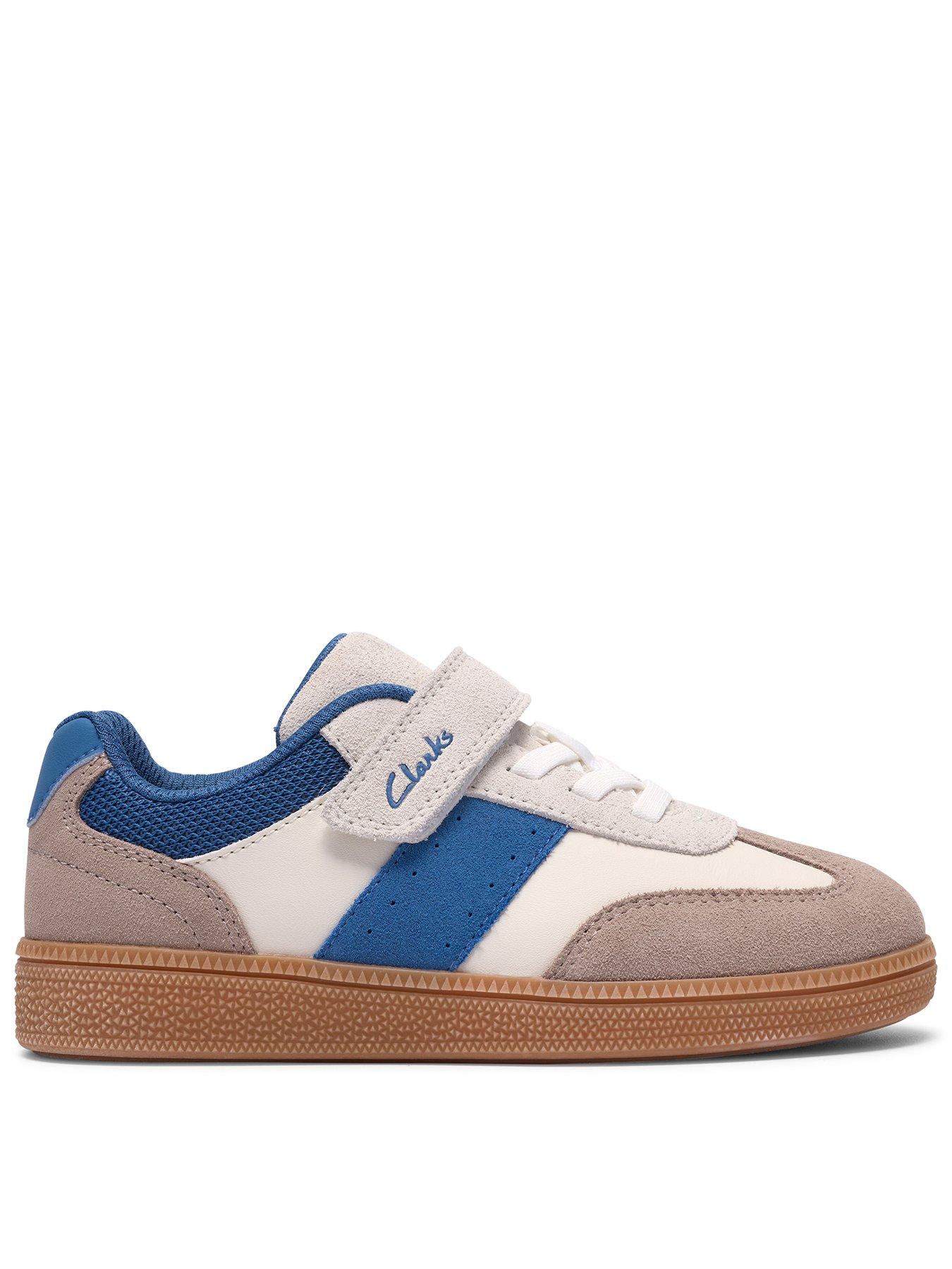 Clarks Junior Cypress Step Strap Trainer - White/navy