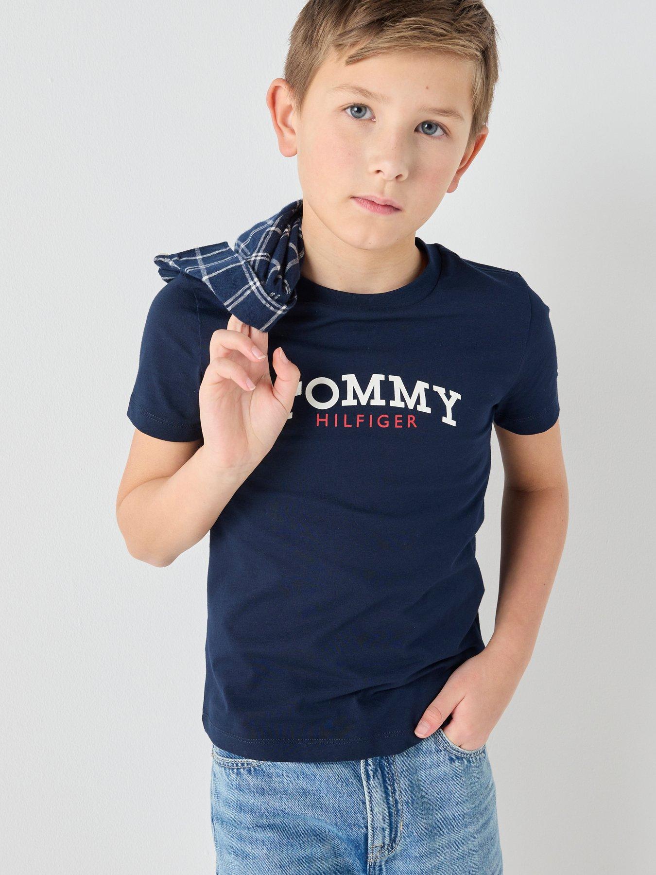 Tommy Hilfiger Boys Monogram Graphic Short Sleeve T-Shirt - Navy
