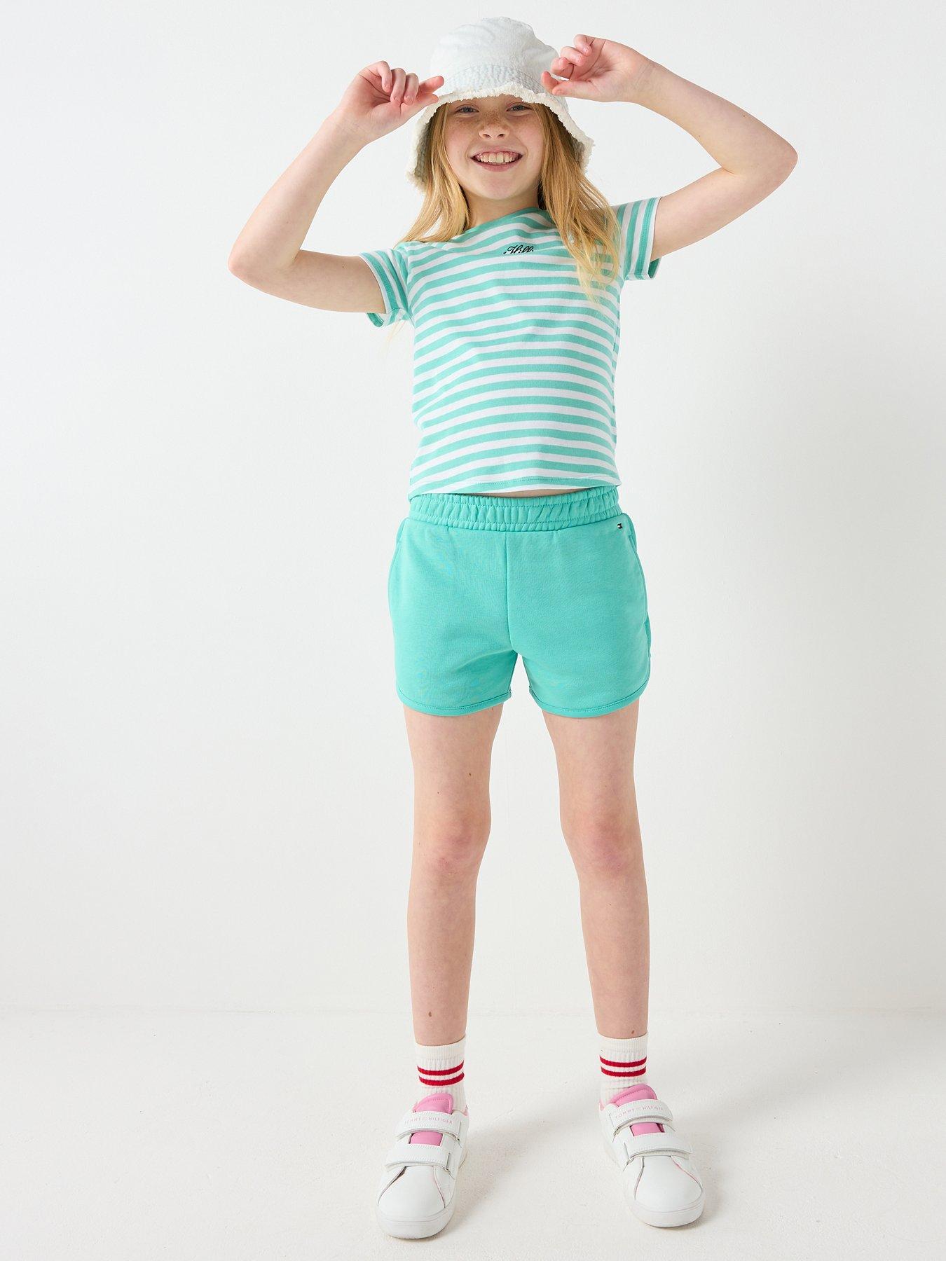 Image 5 of 6 of Tommy Hilfiger Girls Striped Short Sleeve T-Shirt And Short Set - Green