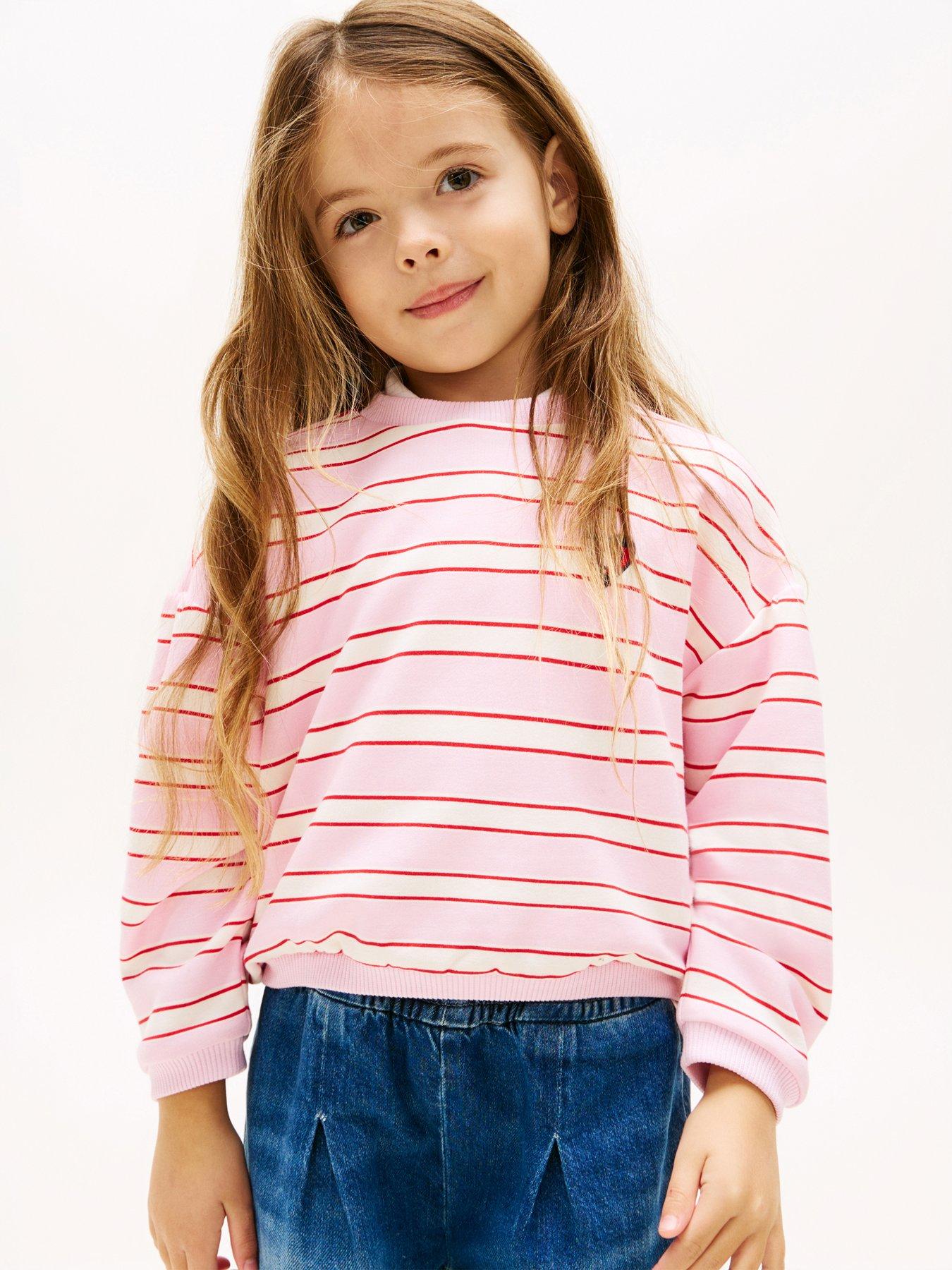 Tommy Hilfiger Younger Girls Smiley Crew Neck Top, Pink, Size Age: 3 Years