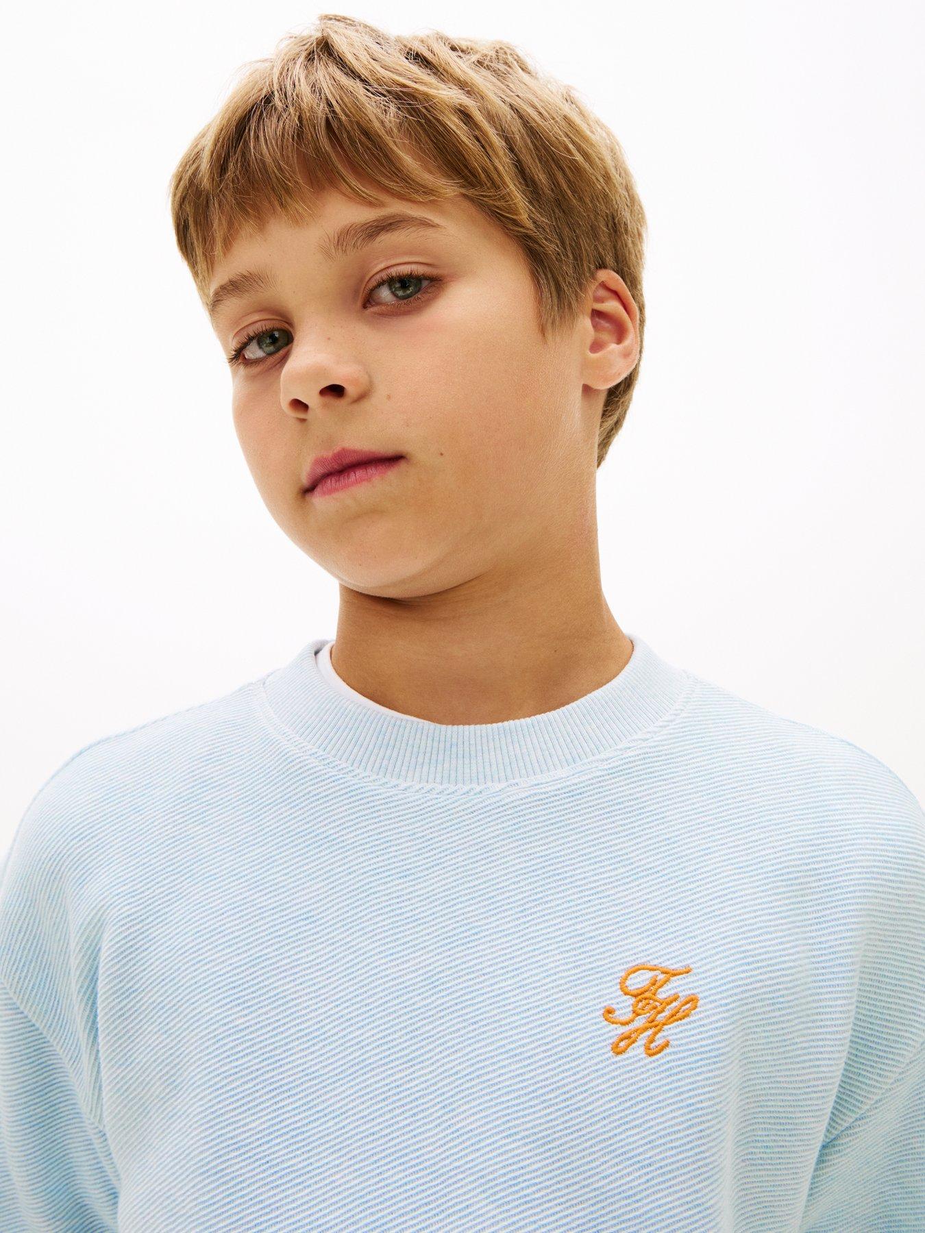 Image 5 of 5 of Tommy Hilfiger Boys Th Script Jersey Twill Short Sleeve T-Shirt - Blue