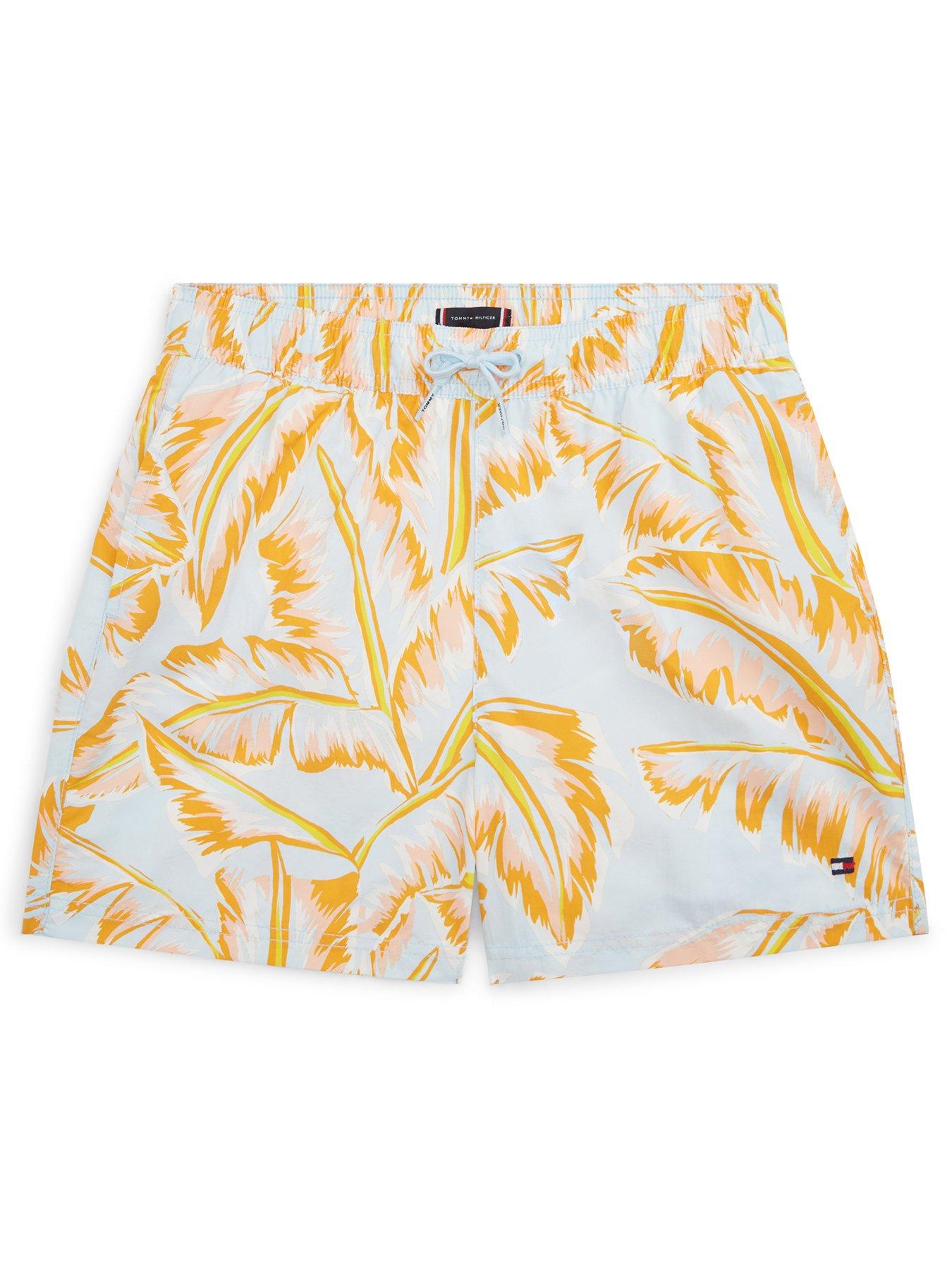 Tommy Hilfiger Boys Medium Drawstring Print Swimshort, Leaf Print, Size Age: 10-12 Years