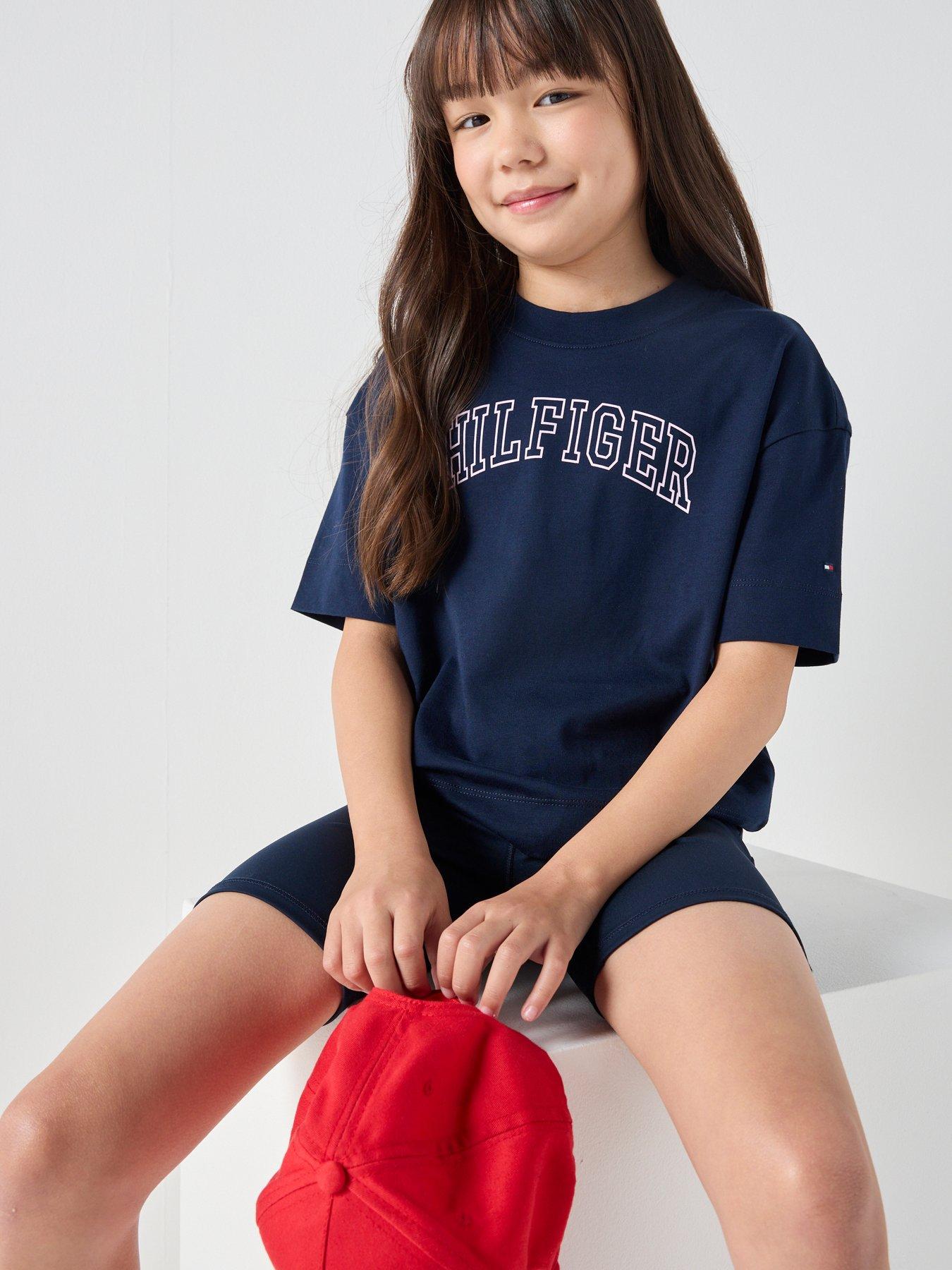 Tommy Hilfiger Girls Varsity Short Sleeve T-Shirt, Navy, Size Age: 14 Years