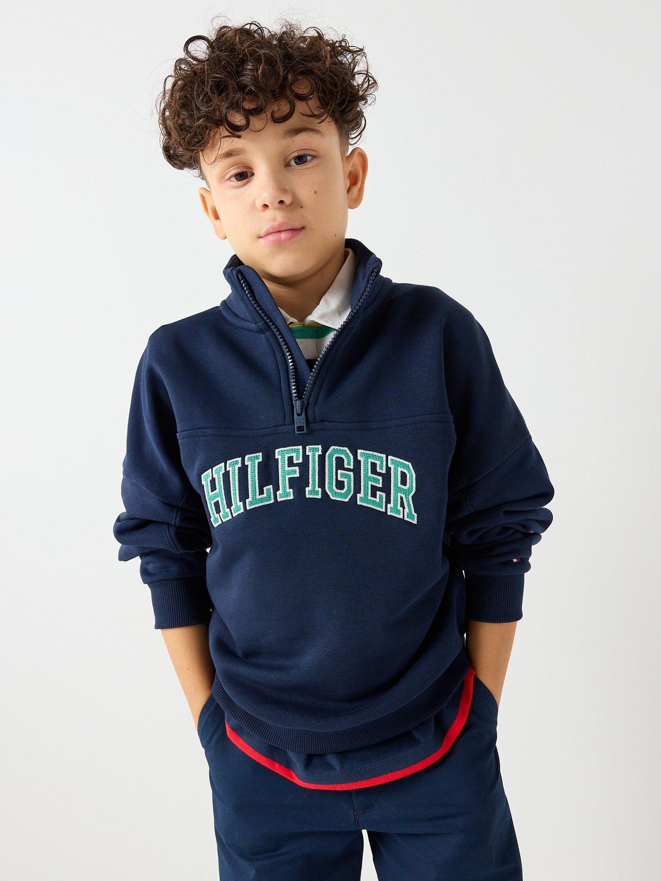 Image 1 of 6 of Tommy Hilfiger Boys Varsity Zip Sweatshirt - Navy
